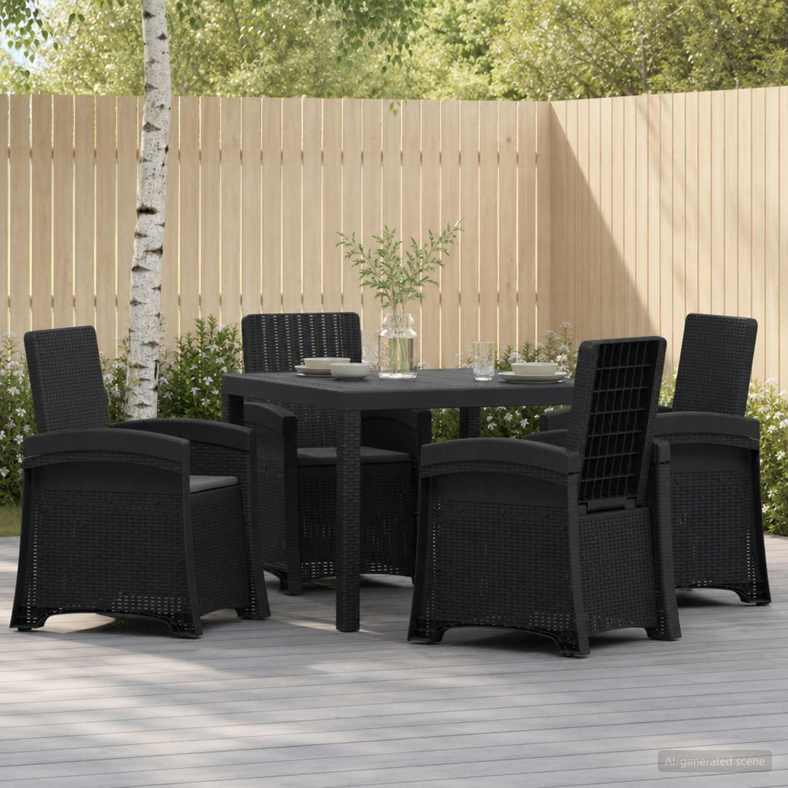 vidaXL Tuin eettafelset 5 st Antracietkleurig PP