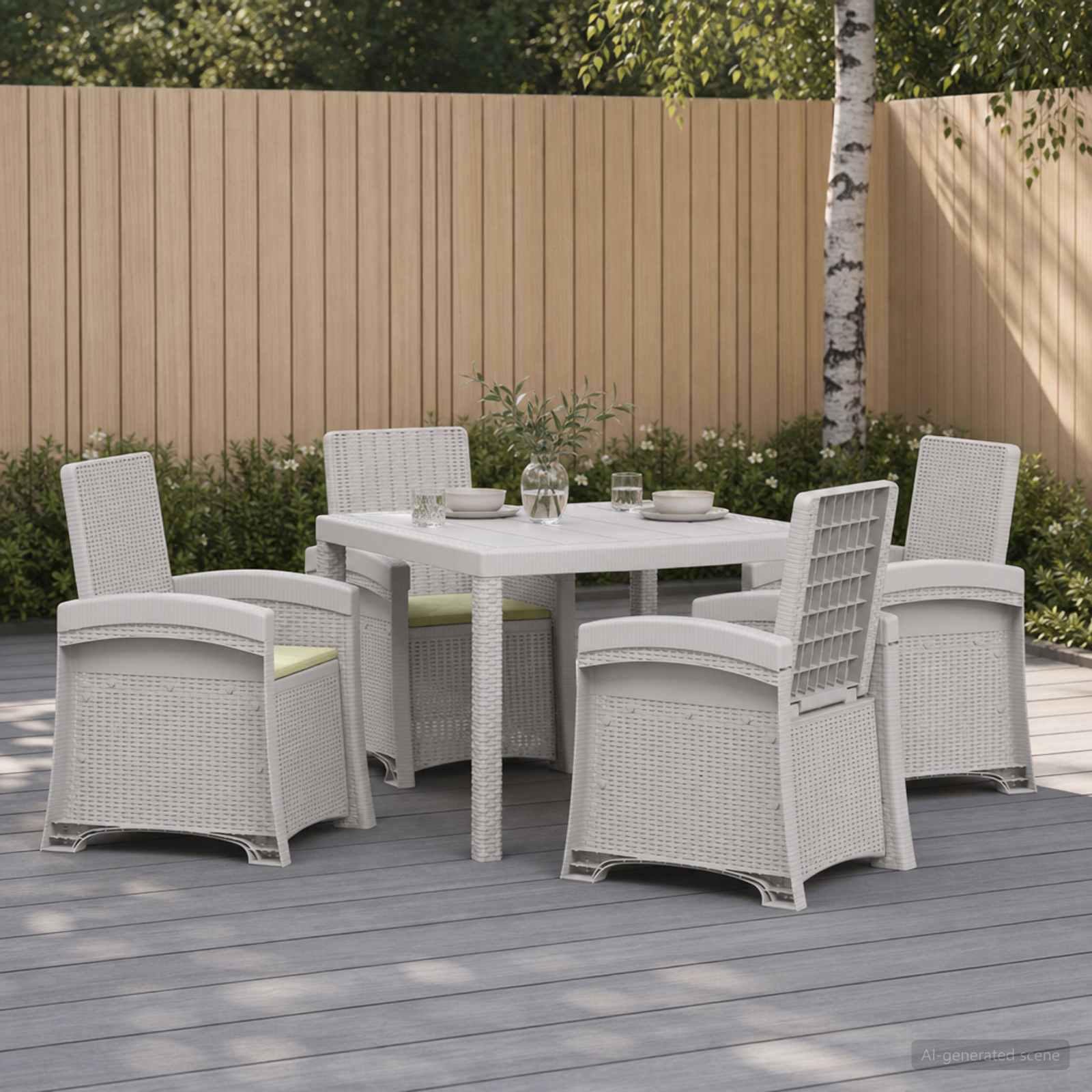 vidaXL Tuin eettafelset 5 st Wit en crèmekleurig PP