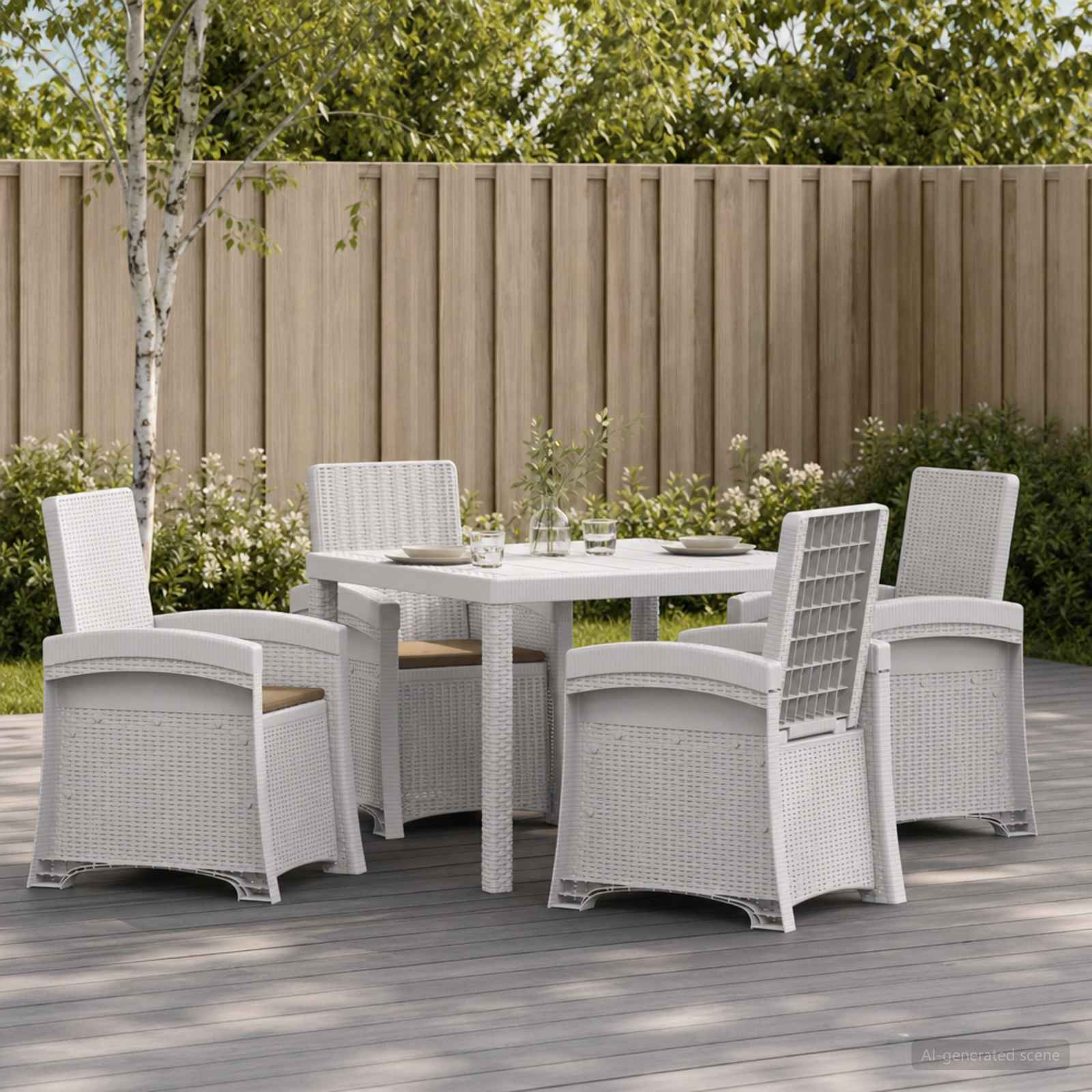 vidaXL Garten Essgruppe 5 stk. Weiß und Taupe PP