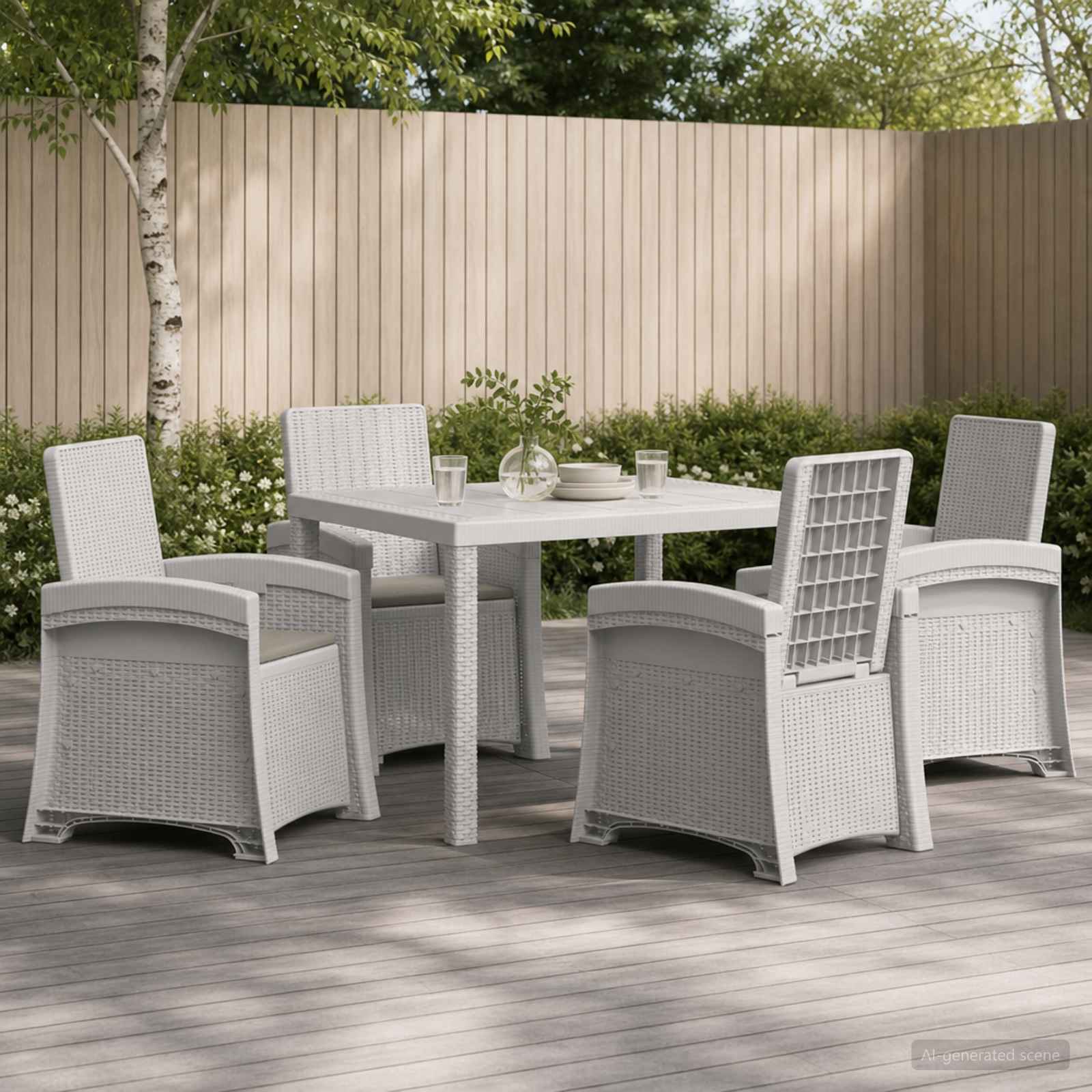 vidaXL Tuin eettafelset 5 st Wit en Lichtgrijs PP