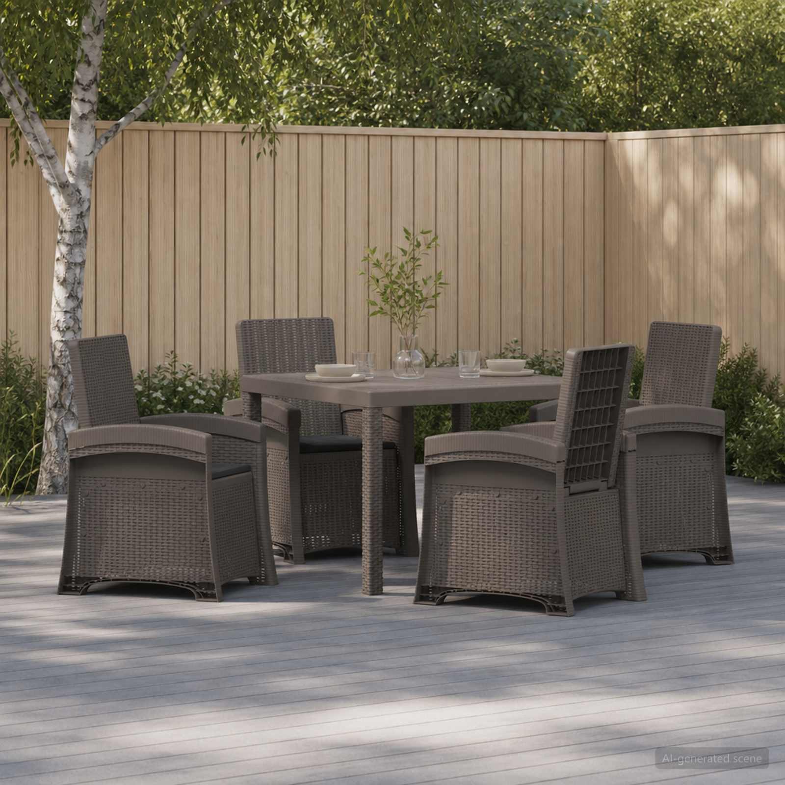 vidaXL Tuin eettafelset 5 st Lichtgrijs en antracietkleurig PP