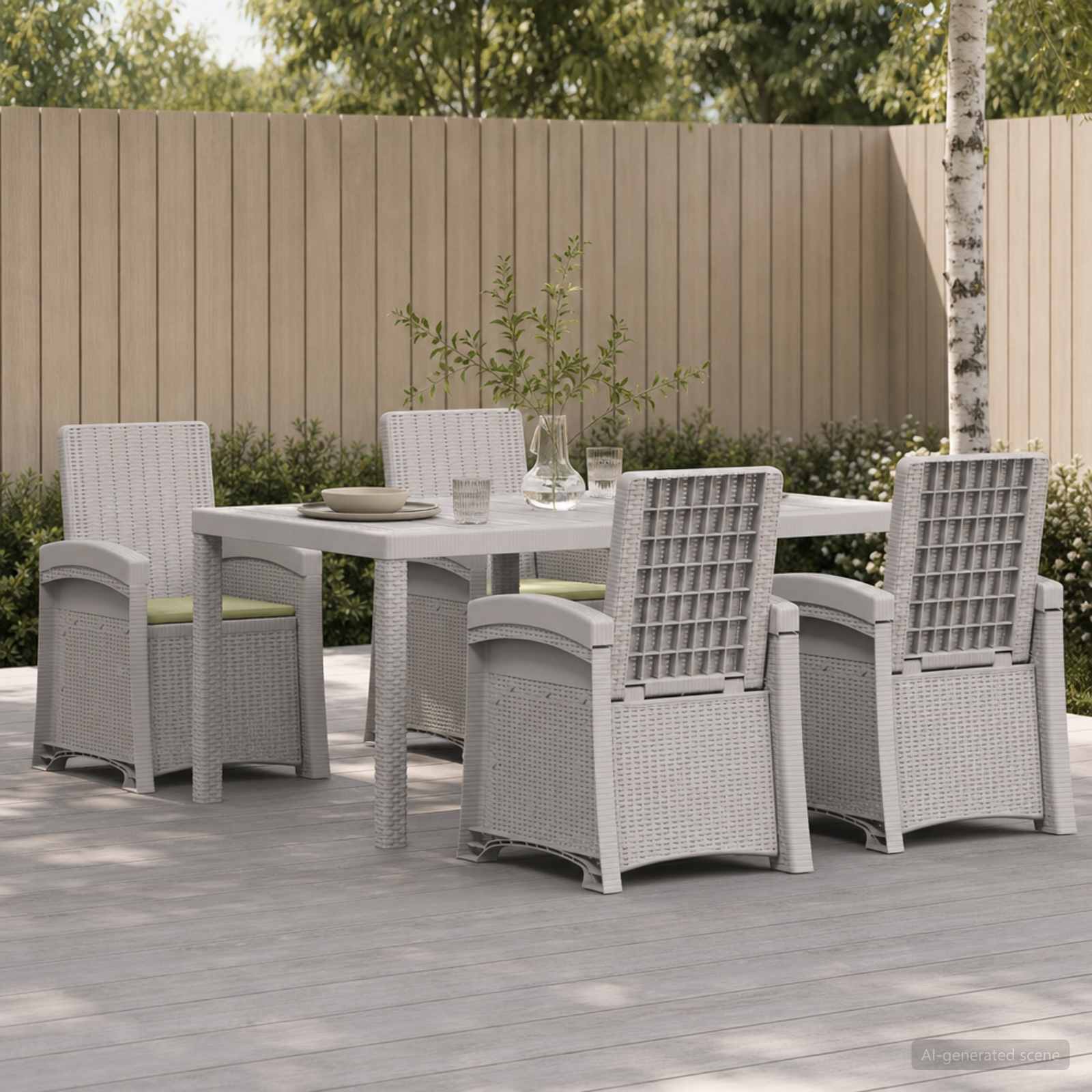 vidaXL Tuin eettafelset 5 st Wit en crèmekleurig PP