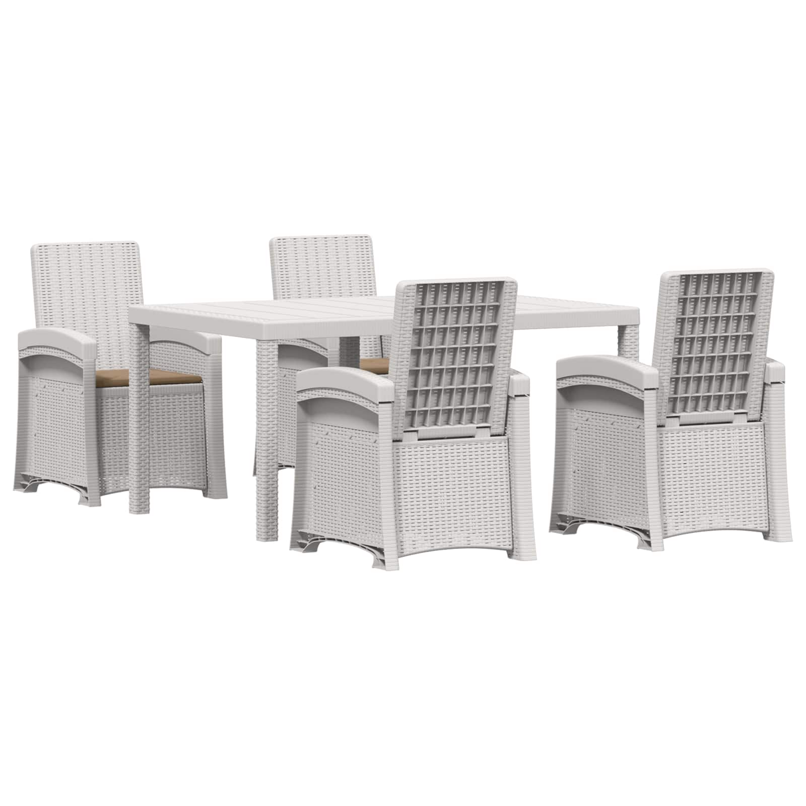 Tuin eettafelset 5 st Wit en Taupe PP - Afbeelding 2