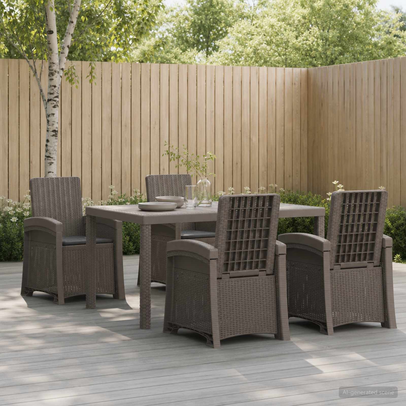 vidaXL Tuin eettafelset 5 st Lichtgrijs en antracietkleurig PP