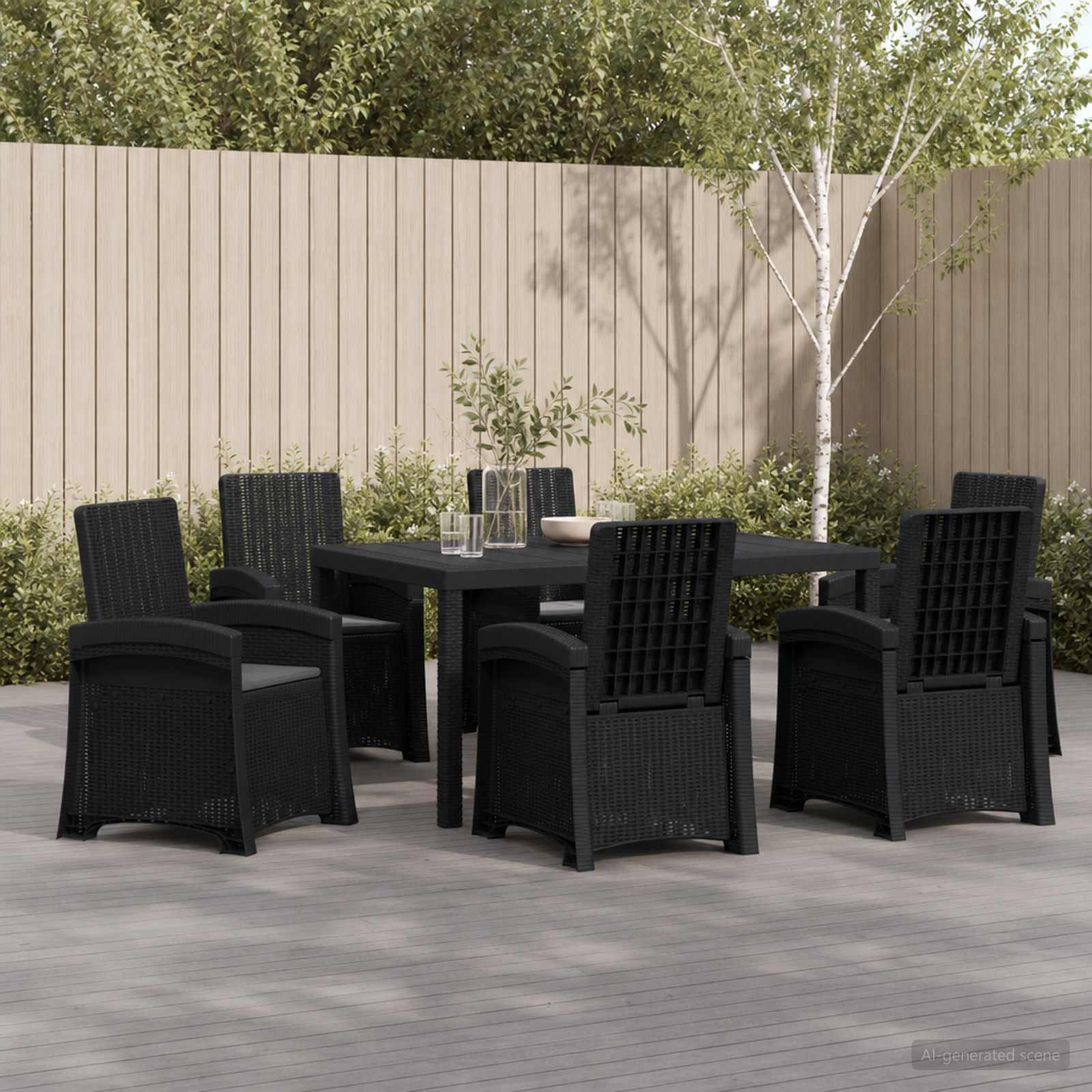vidaXL Tuin eettafelset 7 st Antracietkleurig PP