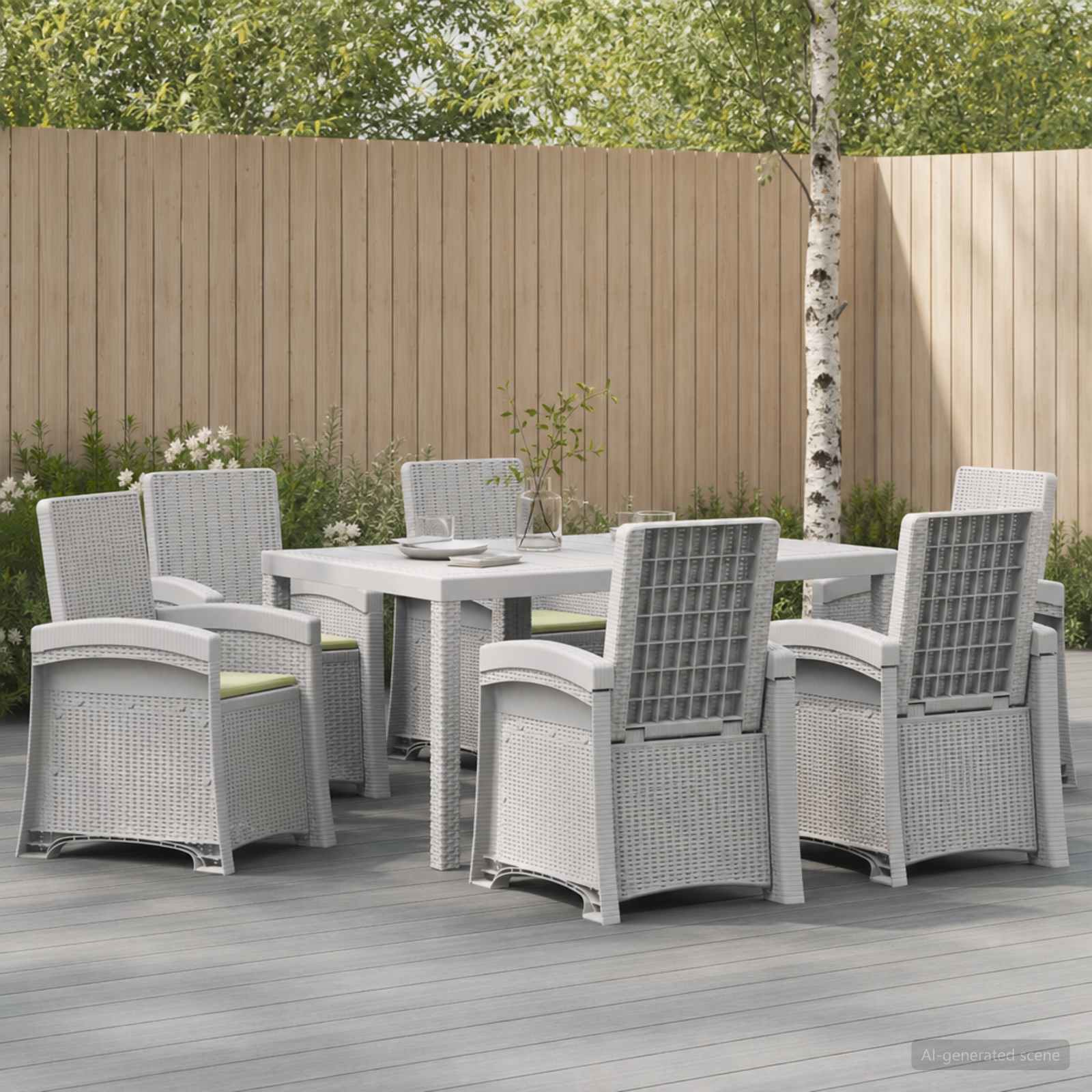 vidaXL Tuin eettafelset 7 st Wit en crèmekleurig PP