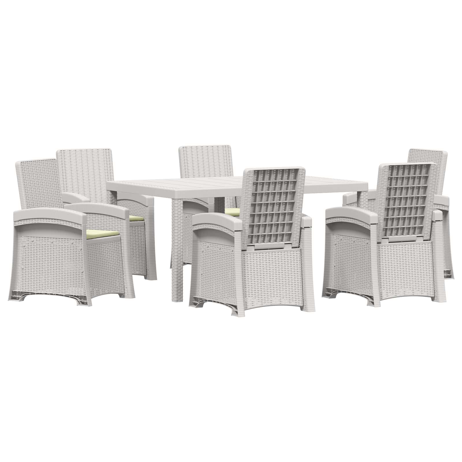 vidaXL Tuin eettafelset 7 st Wit en crèmekleurig PP