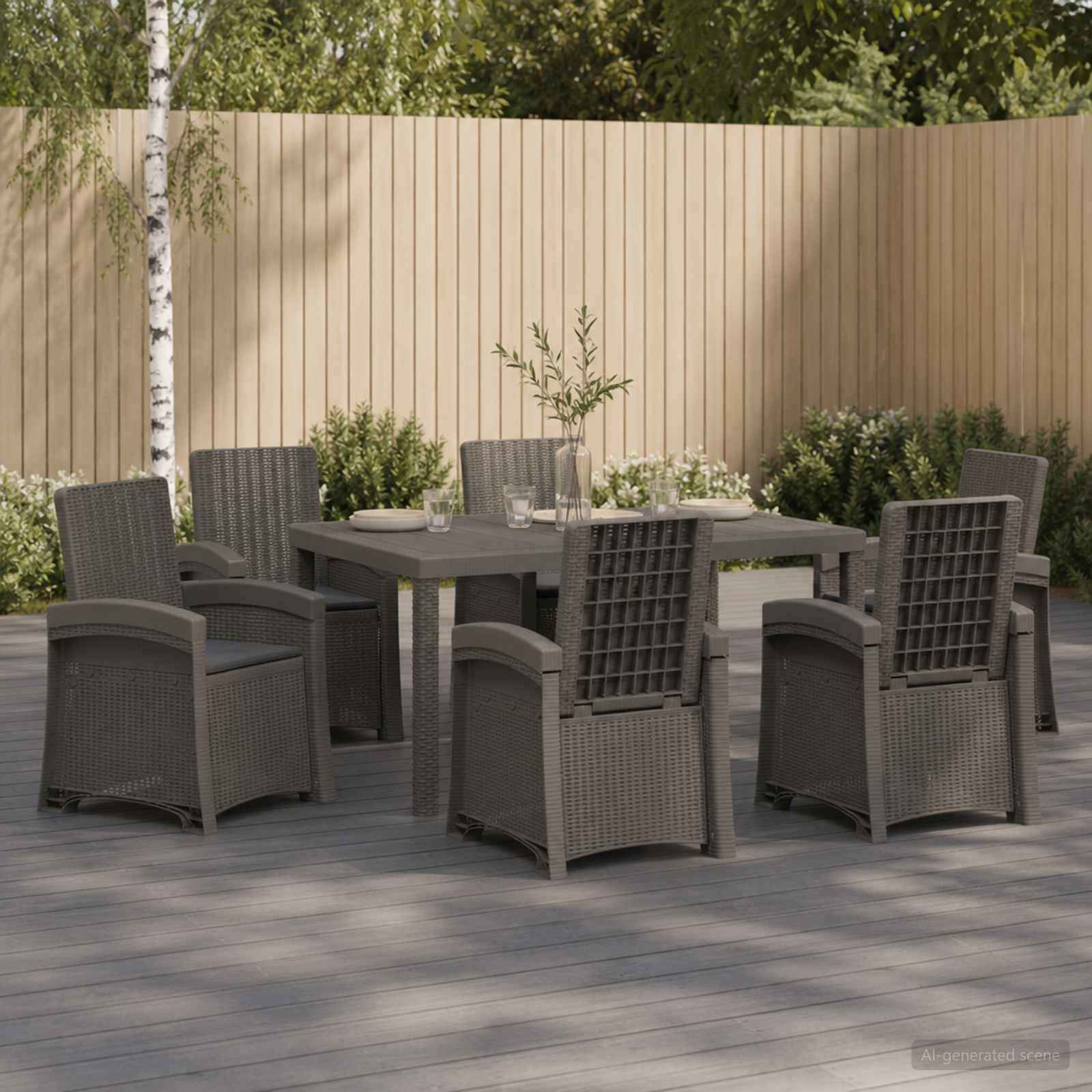 vidaXL Tuin eettafelset 7 st Lichtgrijs en antracietkleurig PP