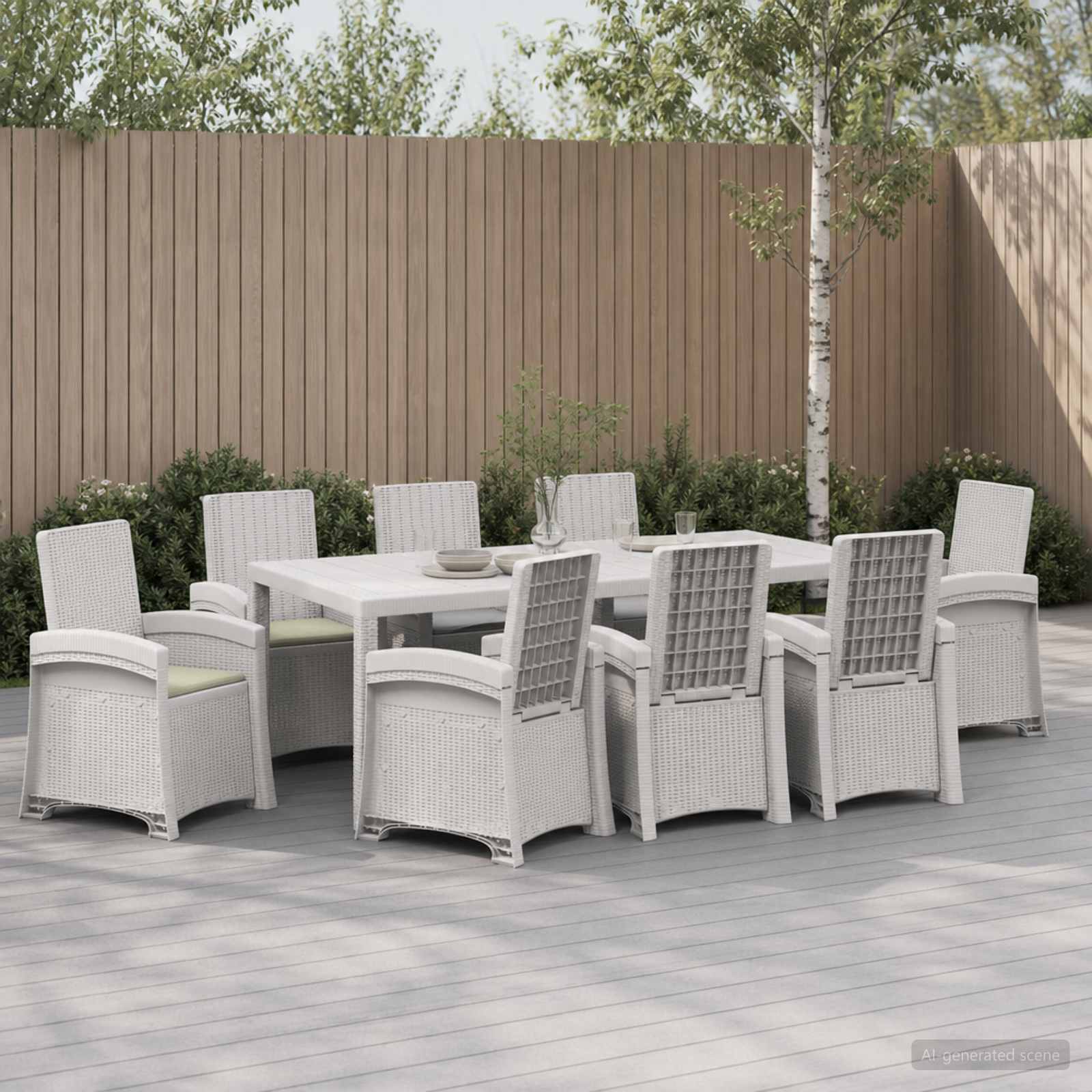vidaXL Tuin eettafelset 9 st Wit en crèmekleurig PP