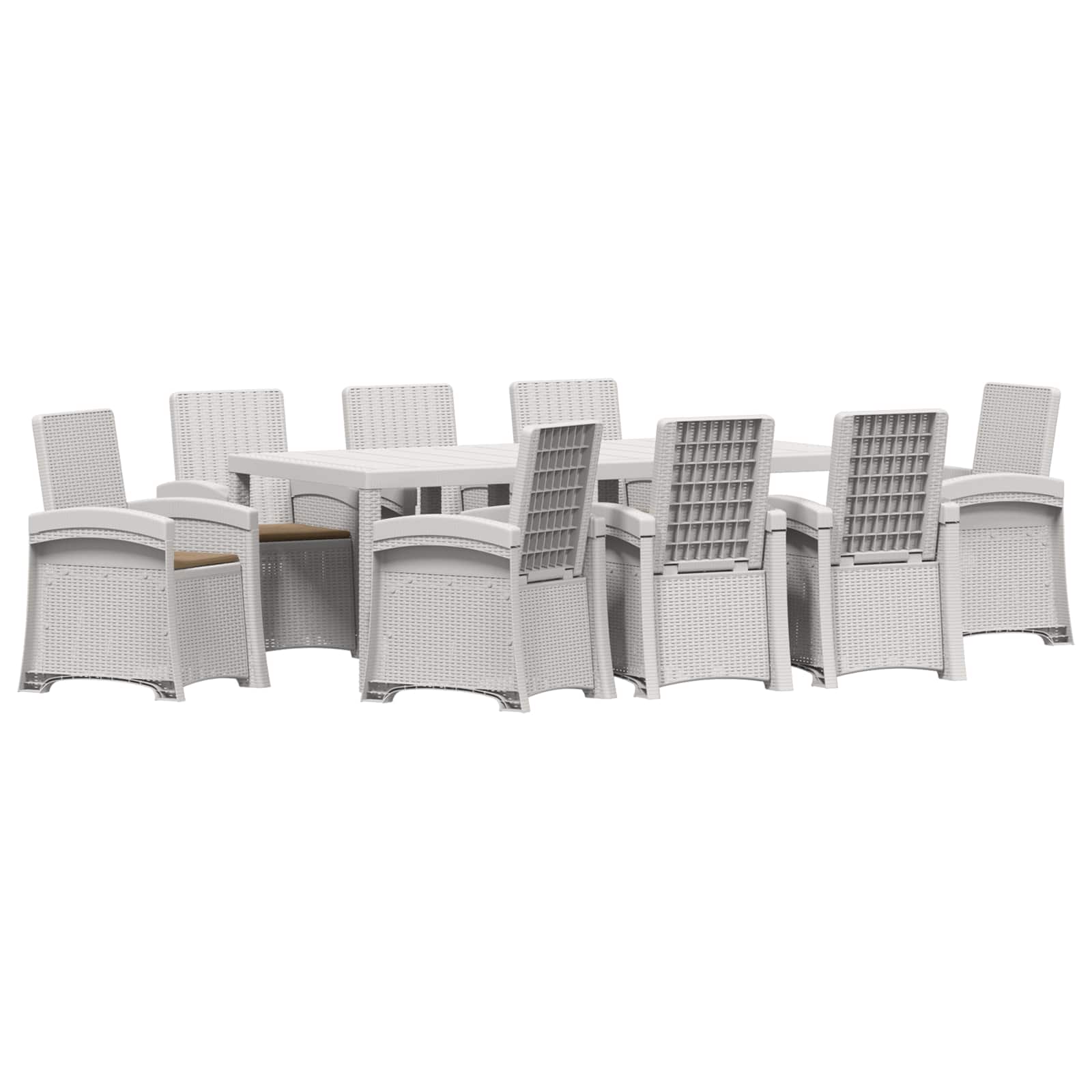 Комплект за хранене в градината 9 бр. Бяло и таупе ПП – снимка 2