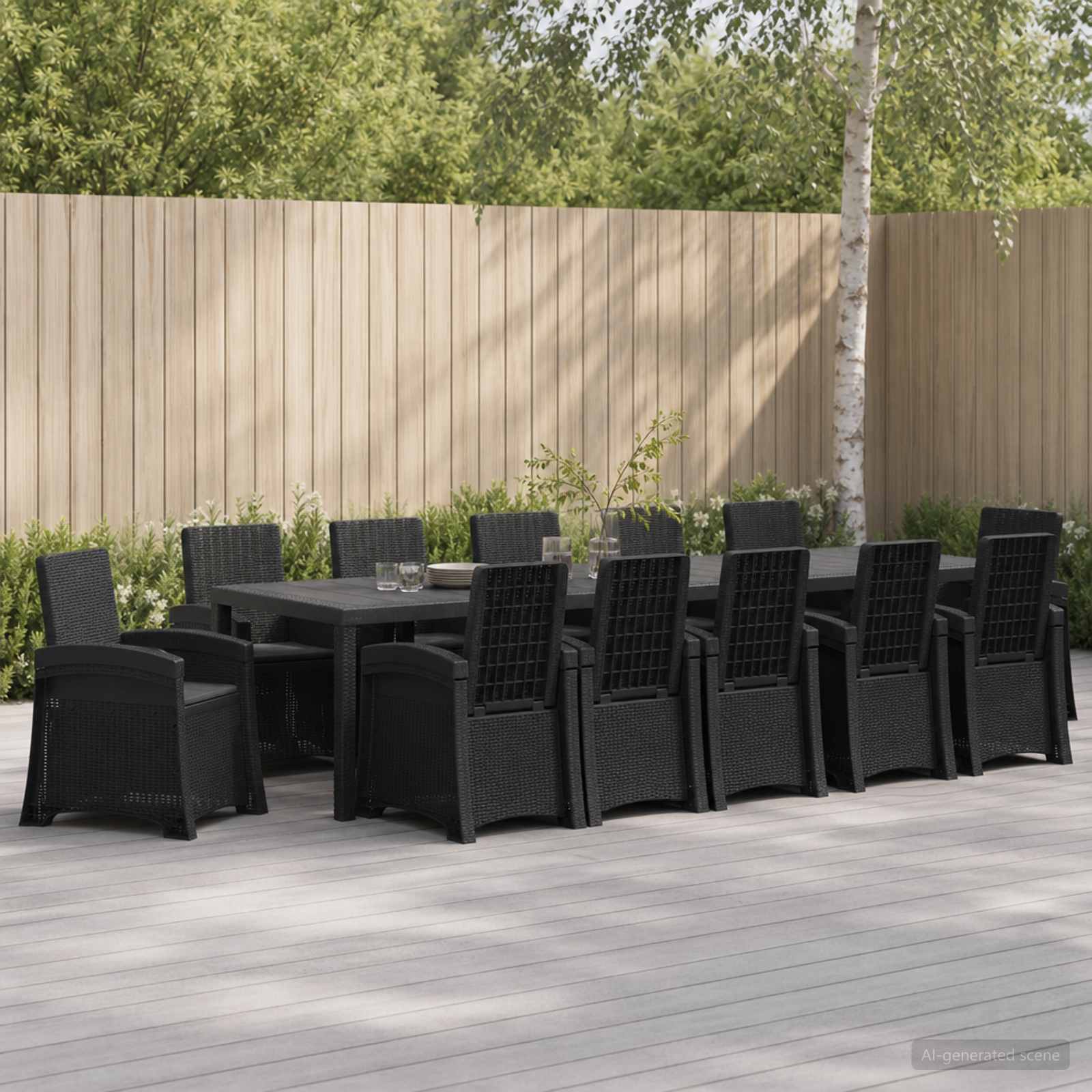 vidaXL Tuin eettafelset 14 st Antracietkleurig PP