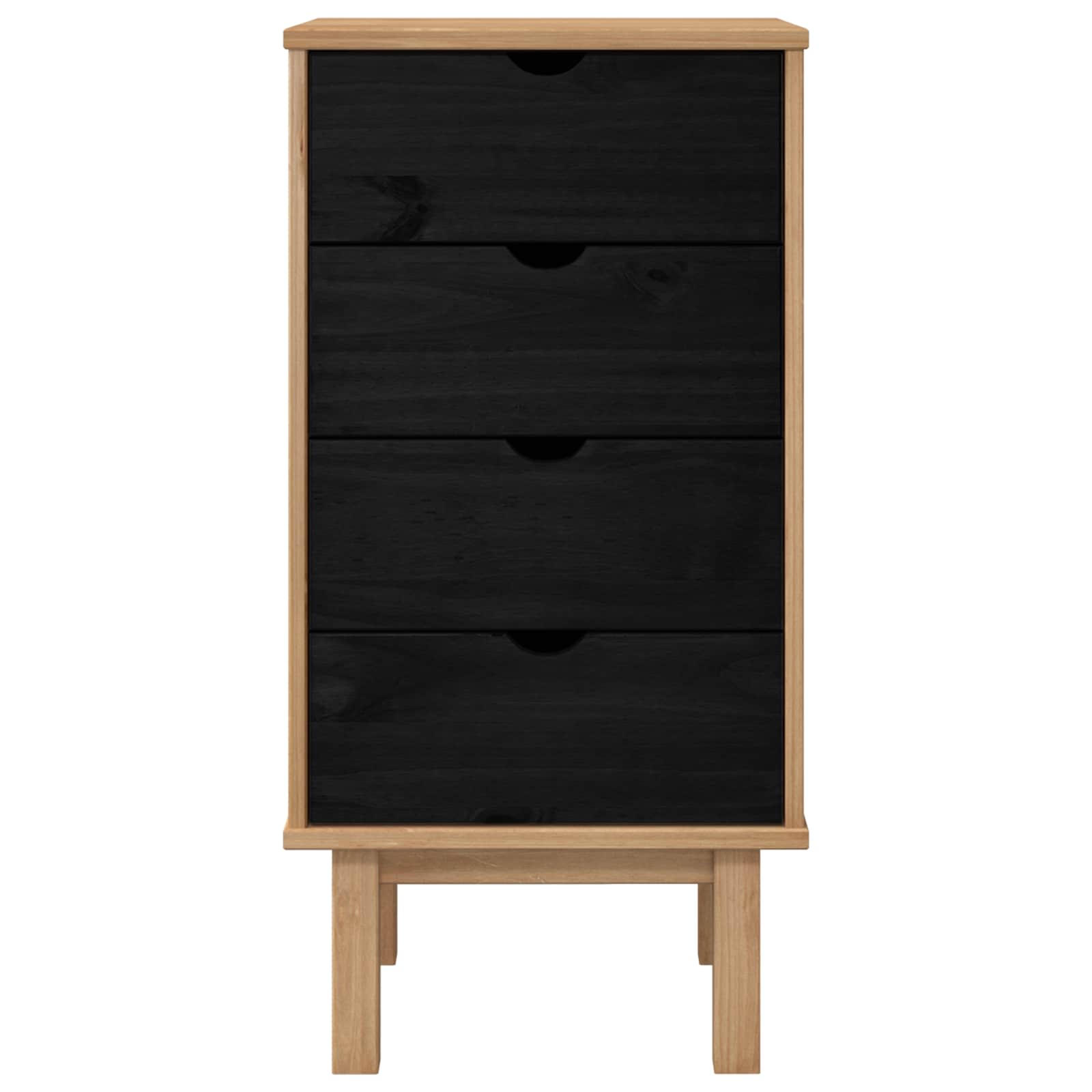 Ladekast met lade OTTA Zwart 45 x 39 x 90 cm Massief grenenhout image 4