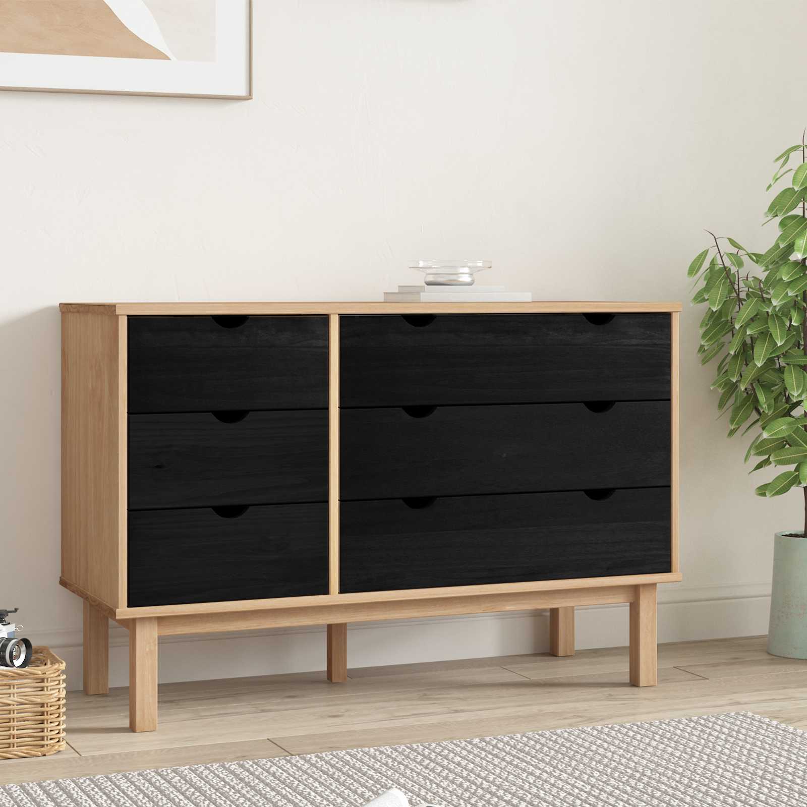 Ladenkast OTTA Zwart 111 x 43 x 73,5 cm Massief grenenhout image 3
