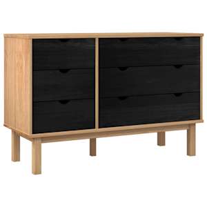 vidaXL Sahtlib&uuml;roo OTTA Must 111 x 43 x 73,5 cm Toekas m&auml;nnipuit