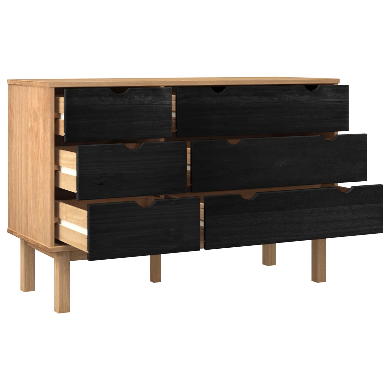Ladenkast OTTA Zwart 111 x 43 x 73,5 cm Massief grenenhout image 4