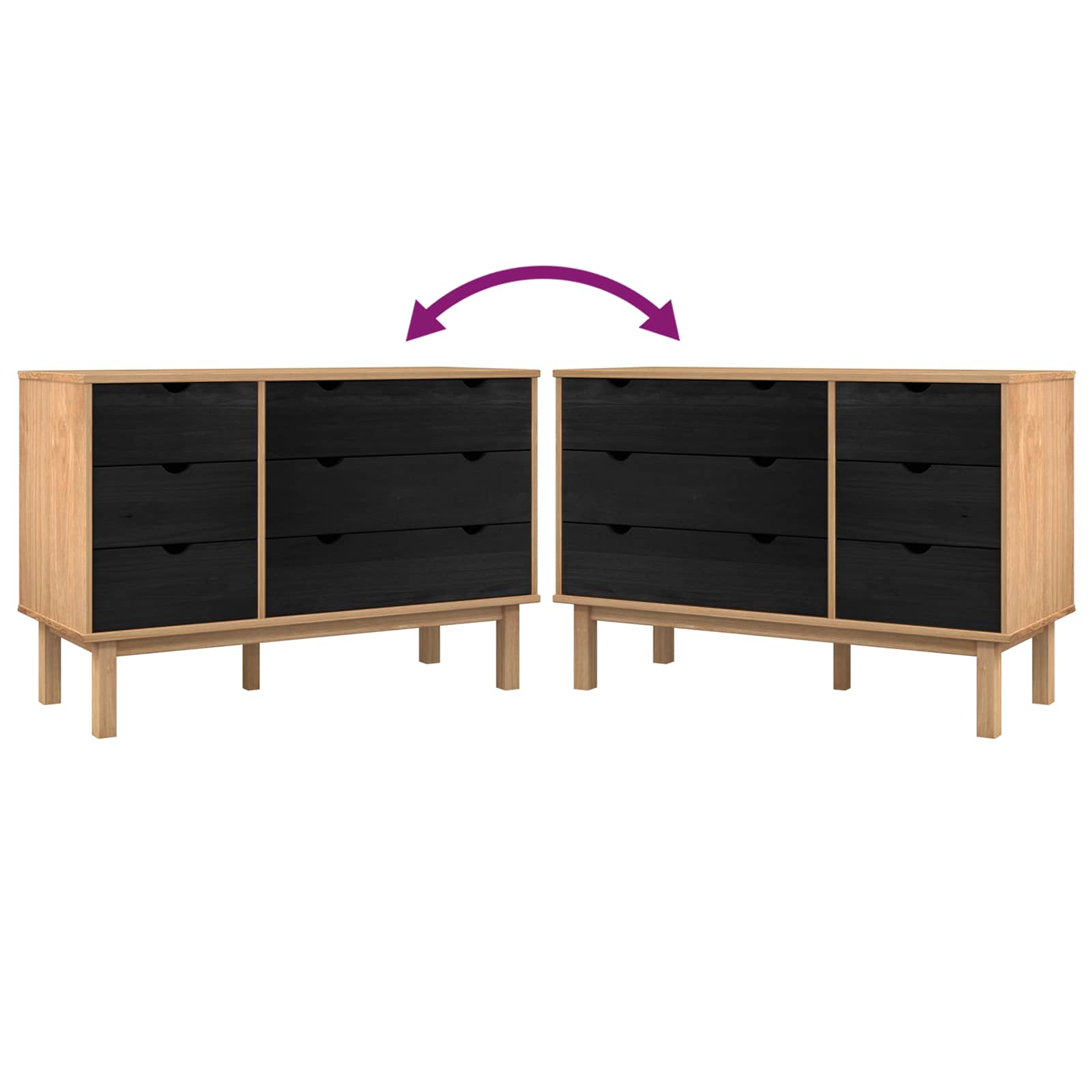 Ladenkast OTTA Zwart 111 x 43 x 73,5 cm Massief grenenhout image 8