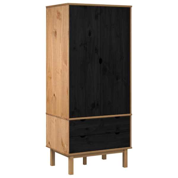 vidaXL Garderoobikapp OTTA Must 76,5 x 53 x 172 cm Toekas m&auml;nnipuit