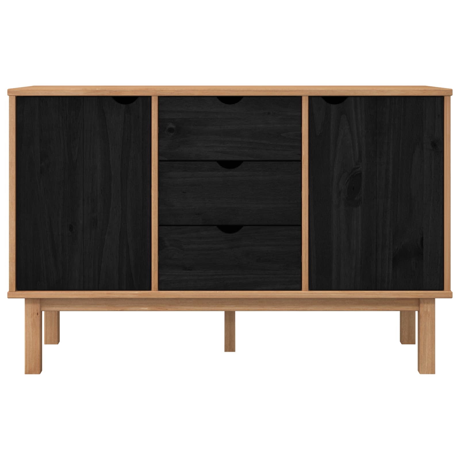 Dressoir OTTA Zwart 113,5 x 43 x 73 cm Massief grenenhout image 4