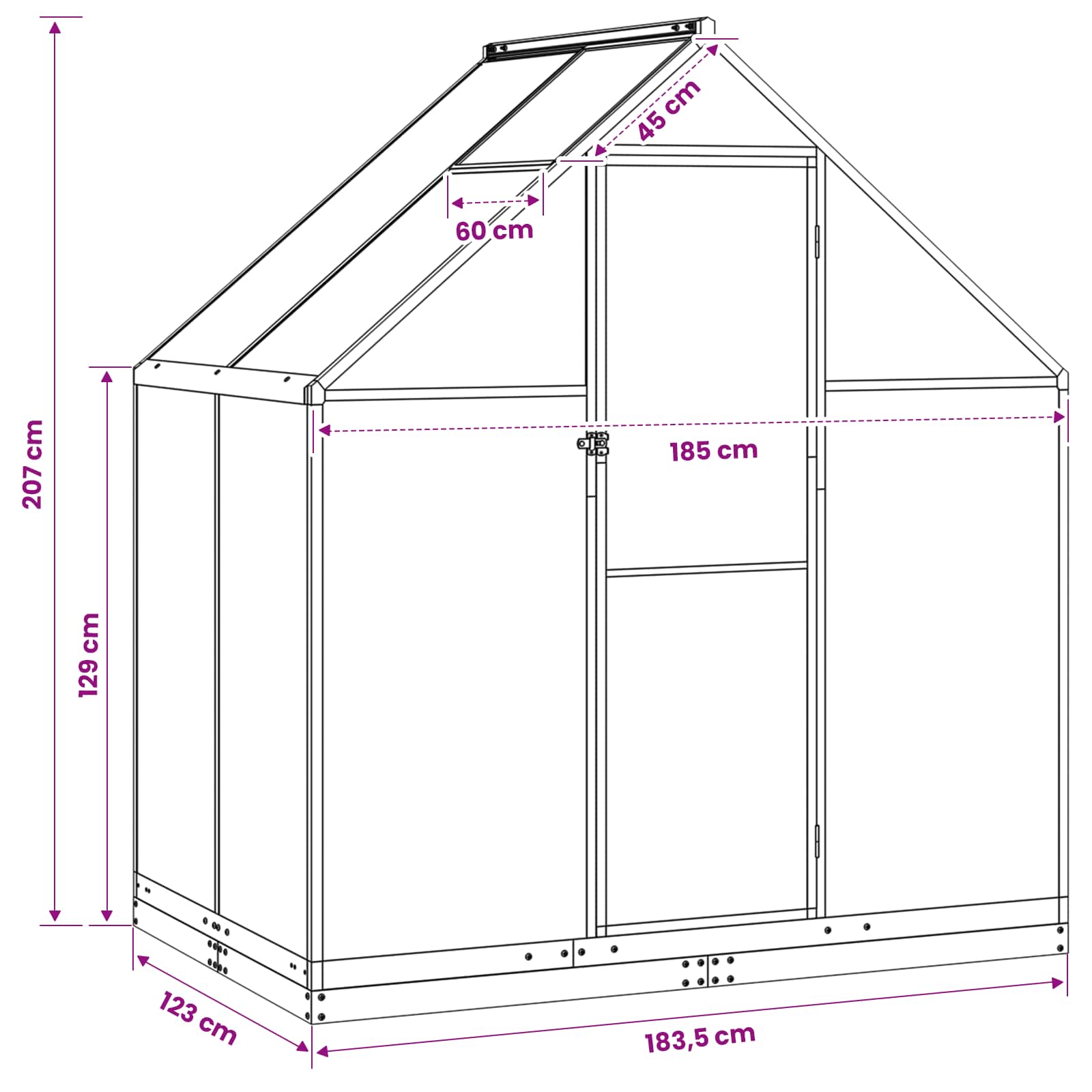 vidaXL Rastlinjak v vrtu z vrati Antracit 183,5 x 123 x 207 cm - slika 9