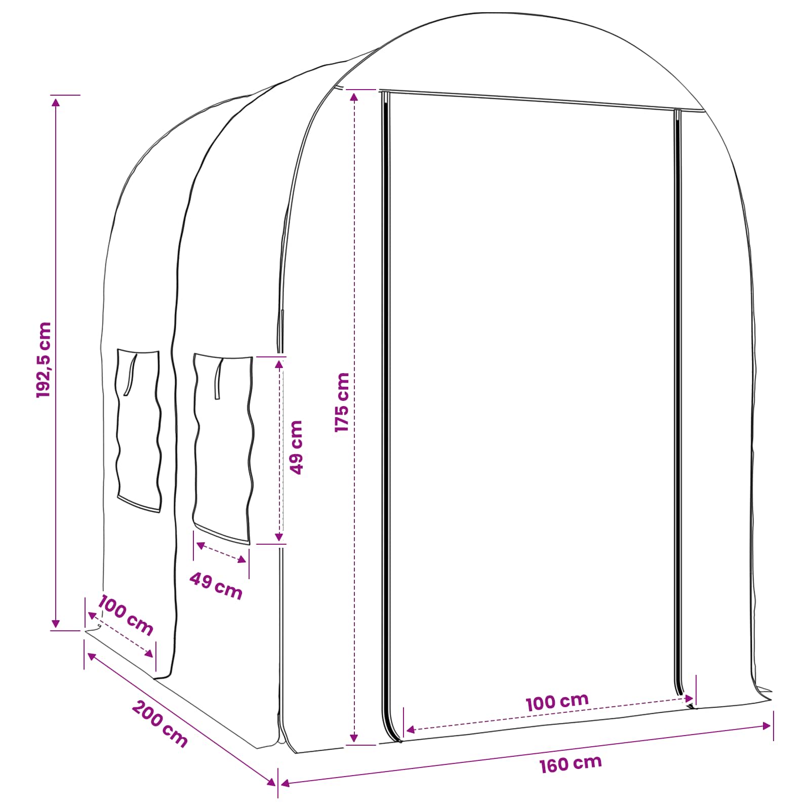 Kweekhuis met Frame 160 x 200 x 192,5 cm PVC Doorzichtig image 7