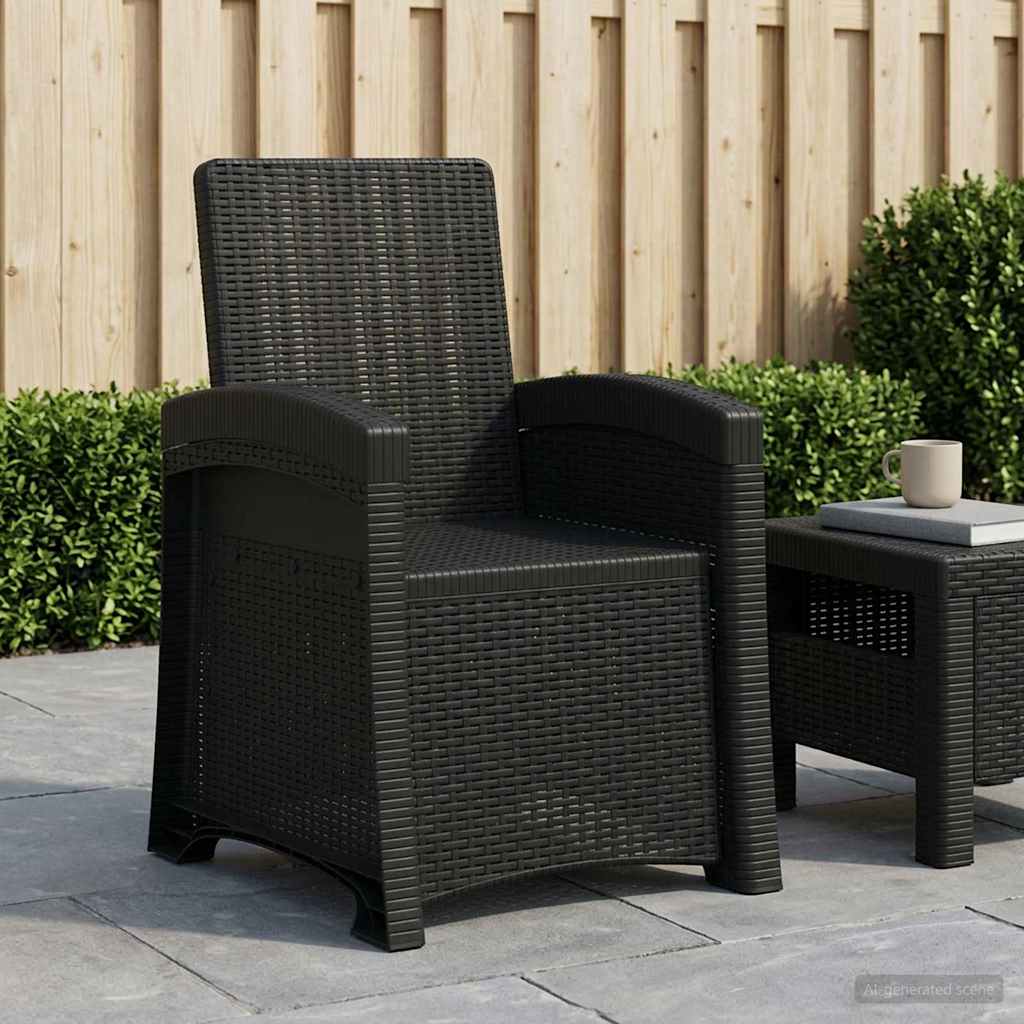 vidaXL Reclining gardenstol i rottinglook Antracit PP