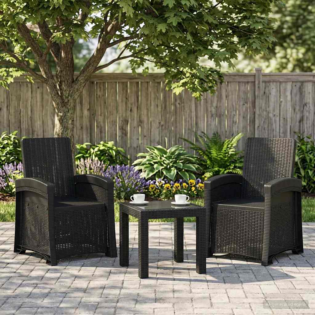 vidaXL Scaun de grădină reclinabil aspect rattan 2 pcs Antracit PP