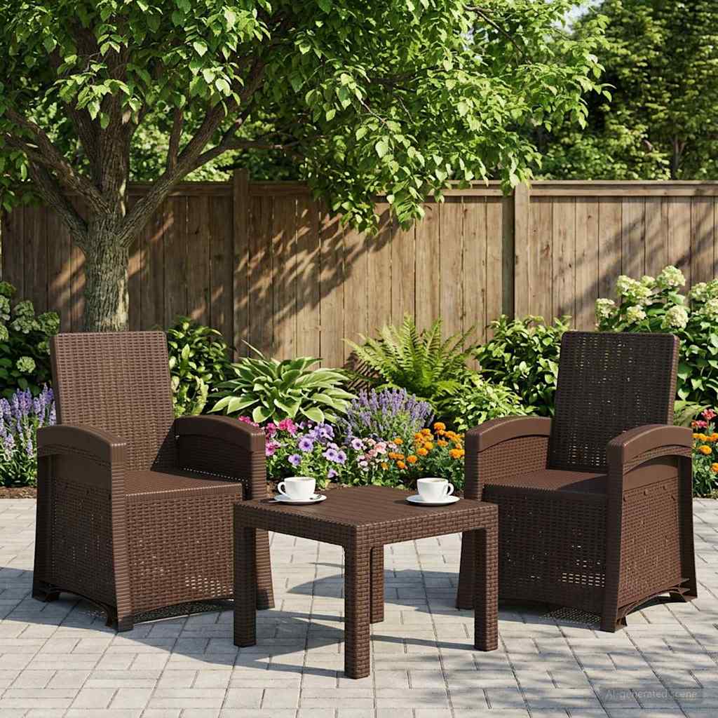vidaXL Reclining gardenstol i rottinglook 2 st Brun PP
