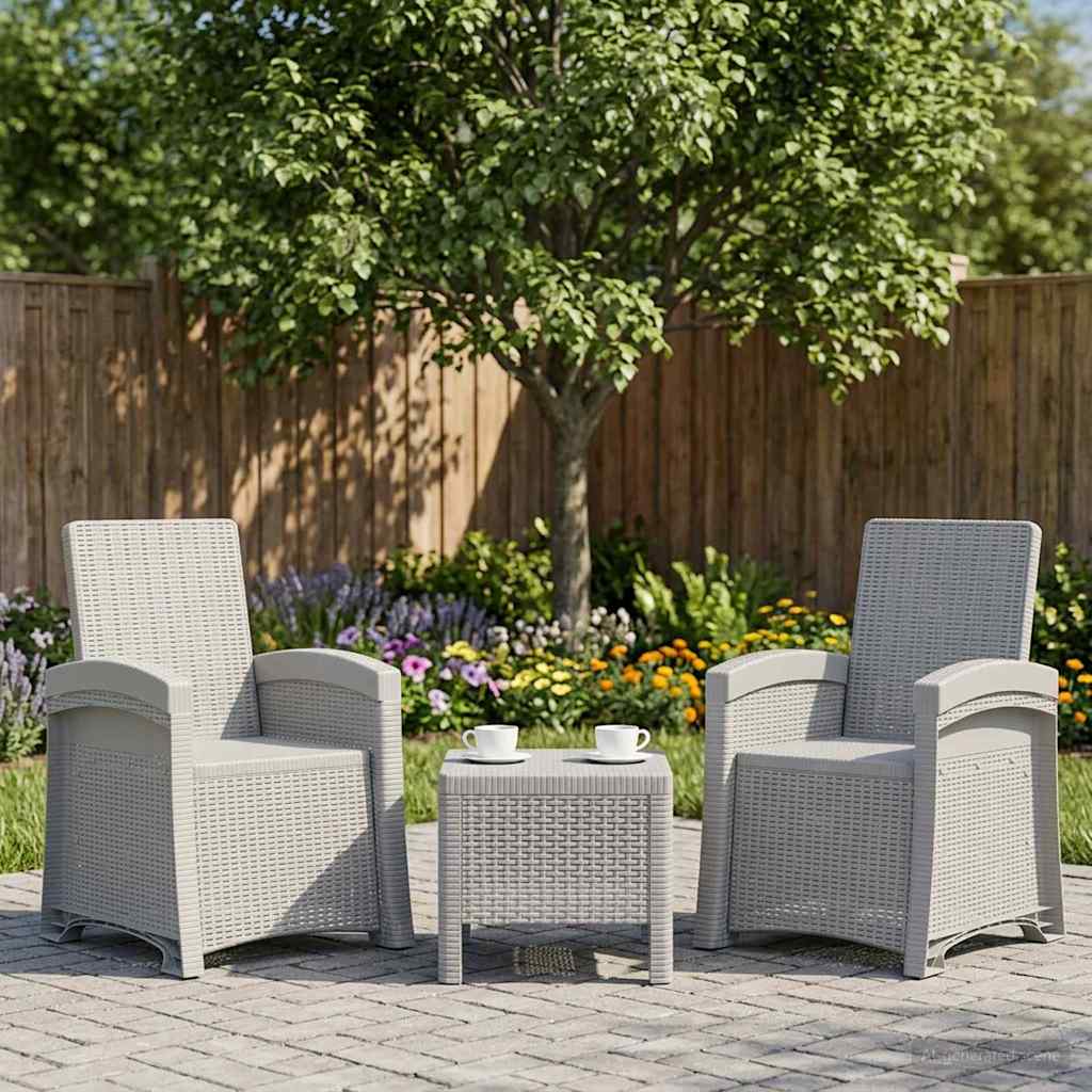 vidaXL Scaun de grădină reclinabil aspect rattan 2 pcs Alb PP