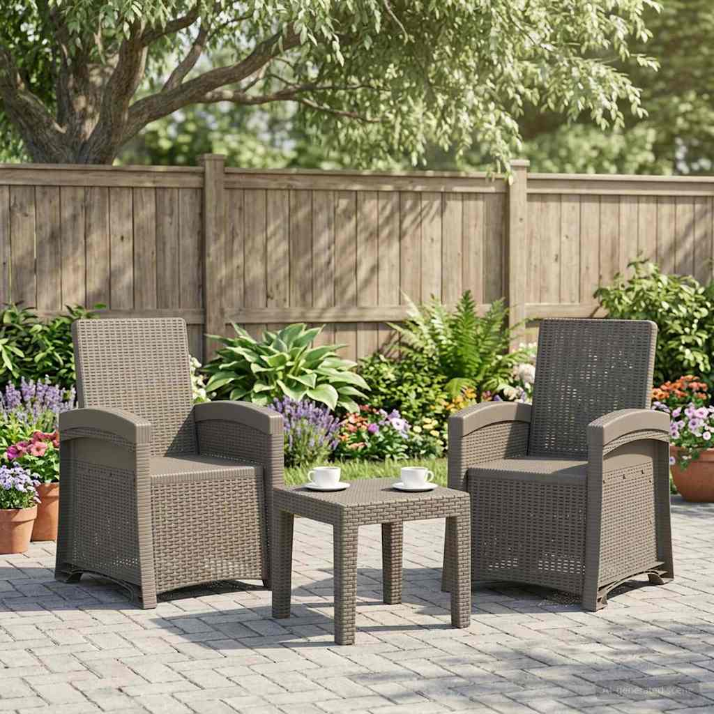 vidaXL Reclining gardenstol i rottinglook 2 st Ljusgrå PP