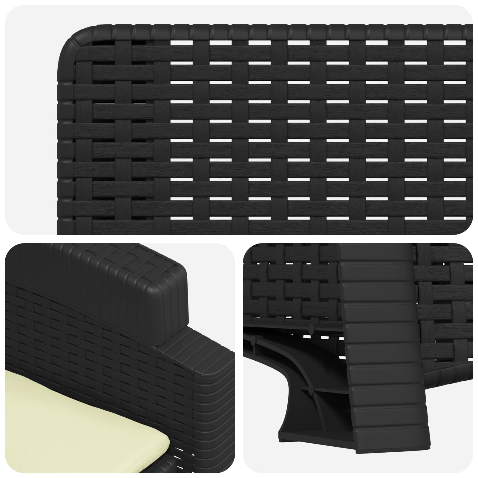 Liegesessel Garten Rattan-Optik Anthrazit und Creme PP – Ansicht 6