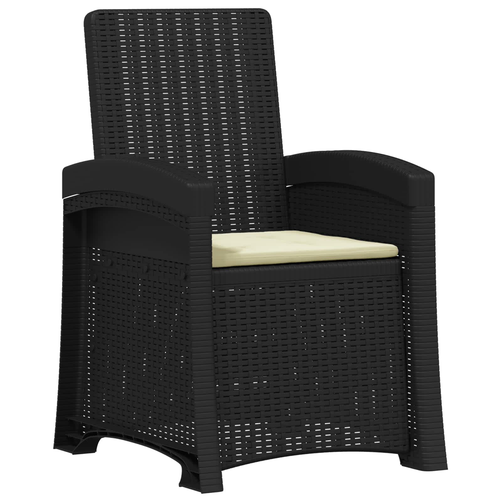 Liegesessel Garten Rattan-Optik Anthrazit und Creme PP – Ansicht 2