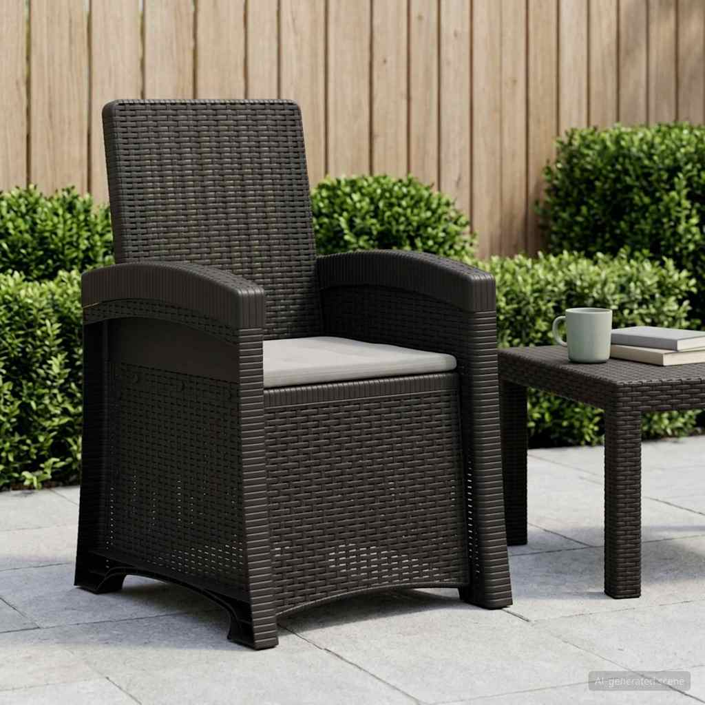 vidaXL Reclining gardenstol i rottinglook Antracit och Ljusgrå PP