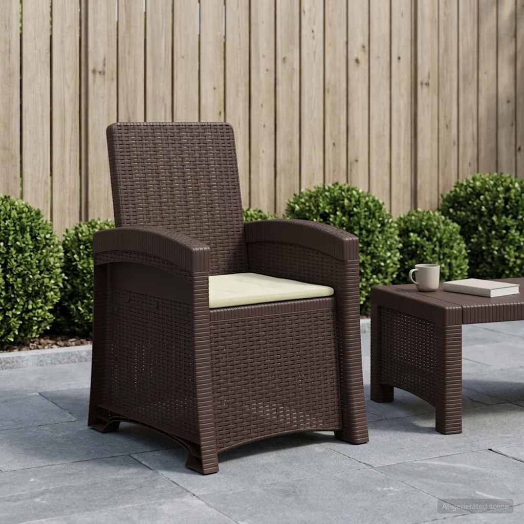 vidaXL Reclining gardenstol i rottinglook Brun och gr&auml;ddvit PP