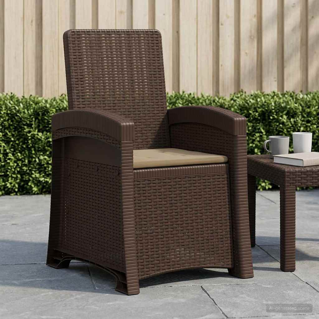 vidaXL Reclining gardenstol i rottinglook Brun och taupe PP