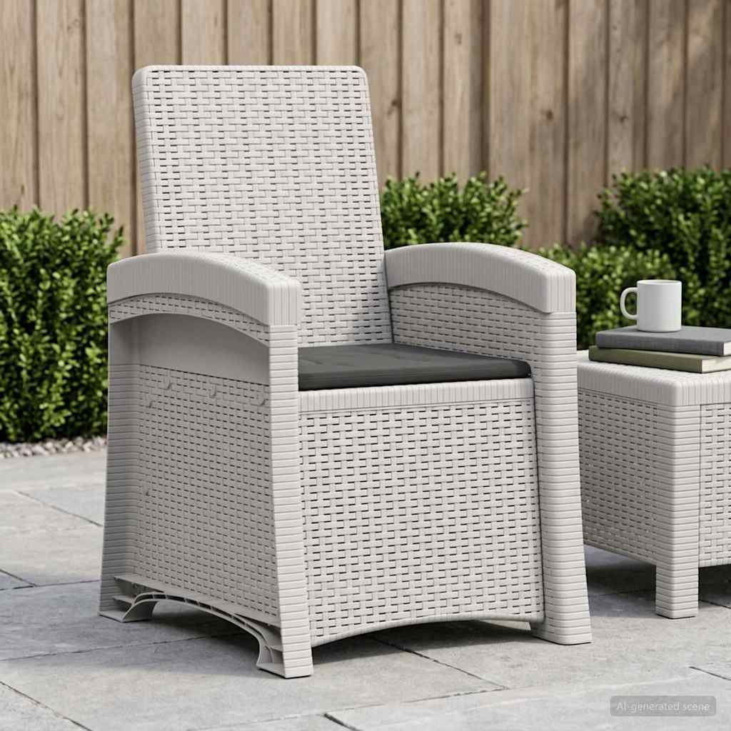 vidaXL Reclining gardenstol i rottinglook Vit och antracit PP