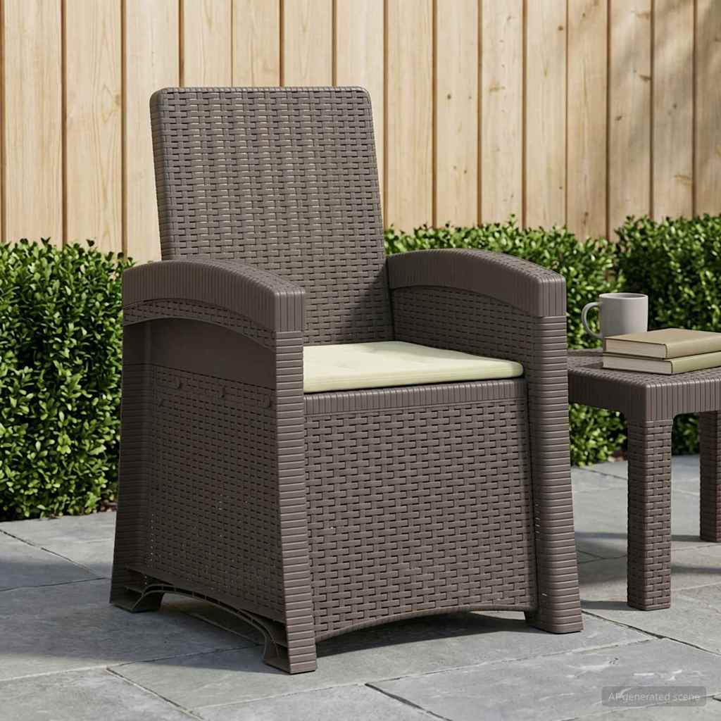 vidaXL Reclining gardenstol i rottinglook Ljusgrå och Gräddvit PP