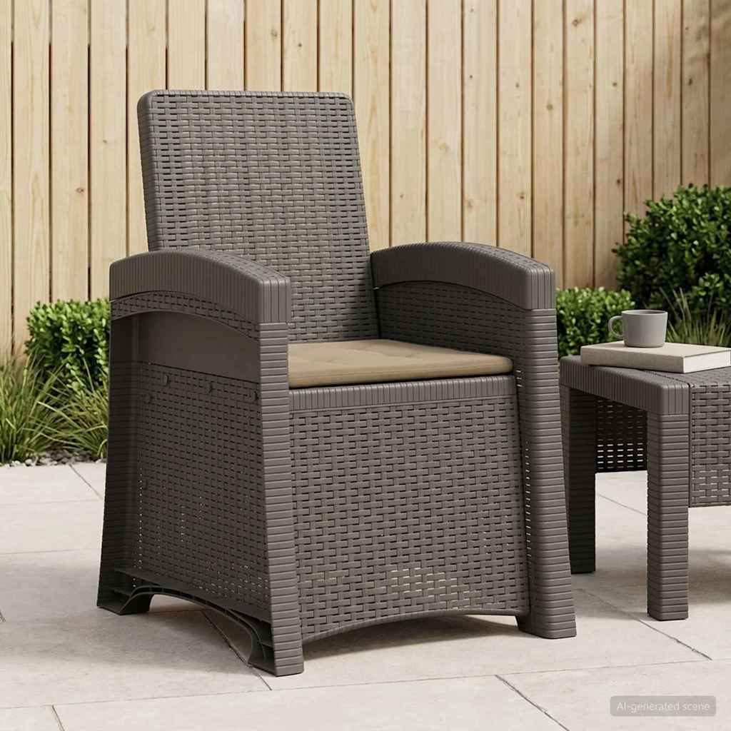 vidaXL Reclining gardenstol i rottinglook Ljusgr&aring; och Taupe PP