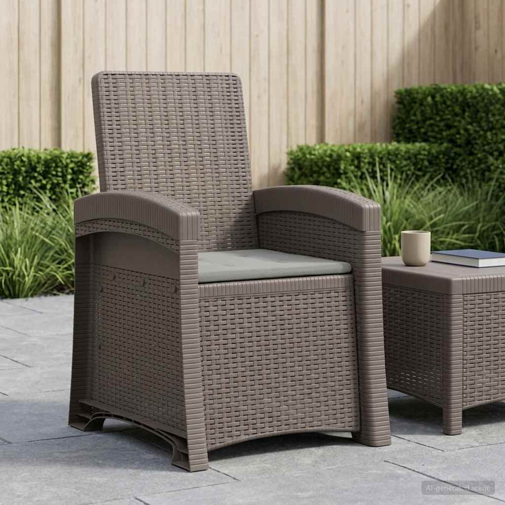 vidaXL Scaun de grădină reclinabil aspect rattan Gri deschis PP
