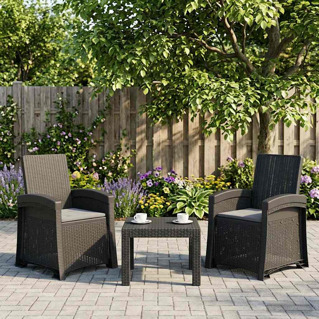 vidaXL Scaun de grădină reclinabil aspect rattan 2 pcs Antracit PP