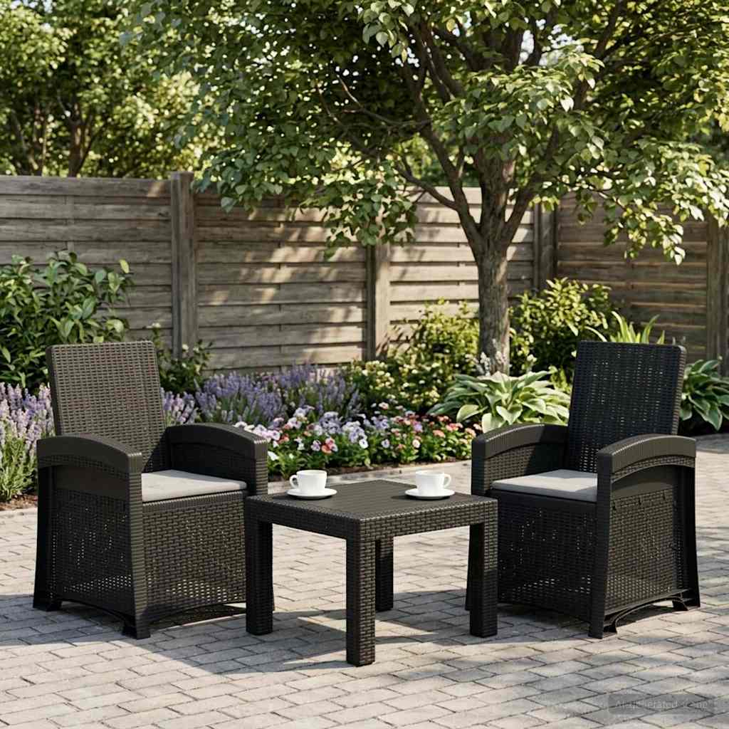 vidaXL Reclining gardenstol i rottinglook 2 st Antracit och Ljusgr&aring; PP