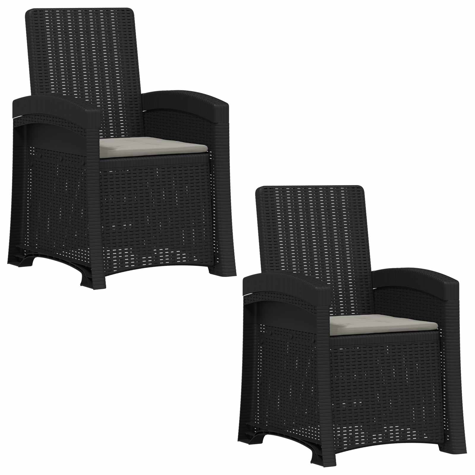 Liegesessel Garten Rattan-Optik 2 Stk. Anthrazit und Hellgrau – Ansicht 2
