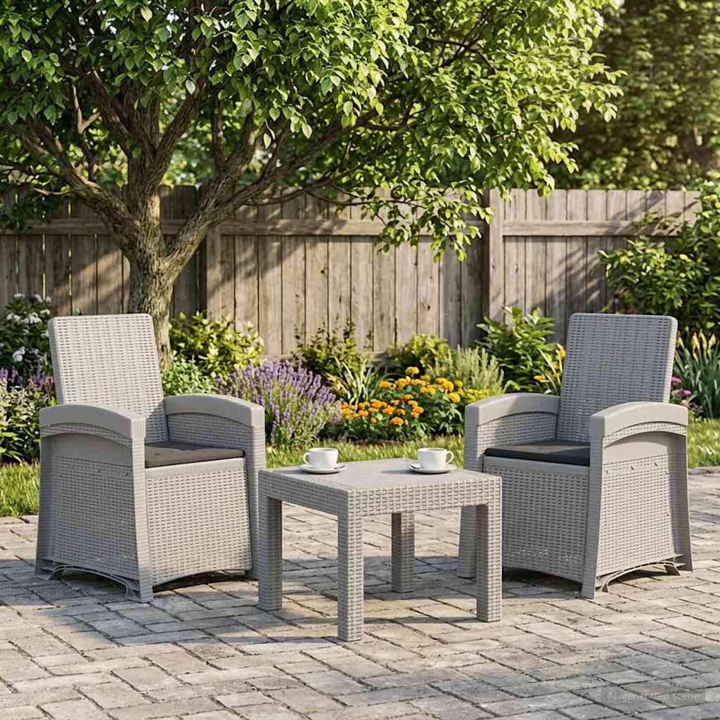 vidaXL Reclining gardenstol i rottinglook 2 st Vit och antracit PP