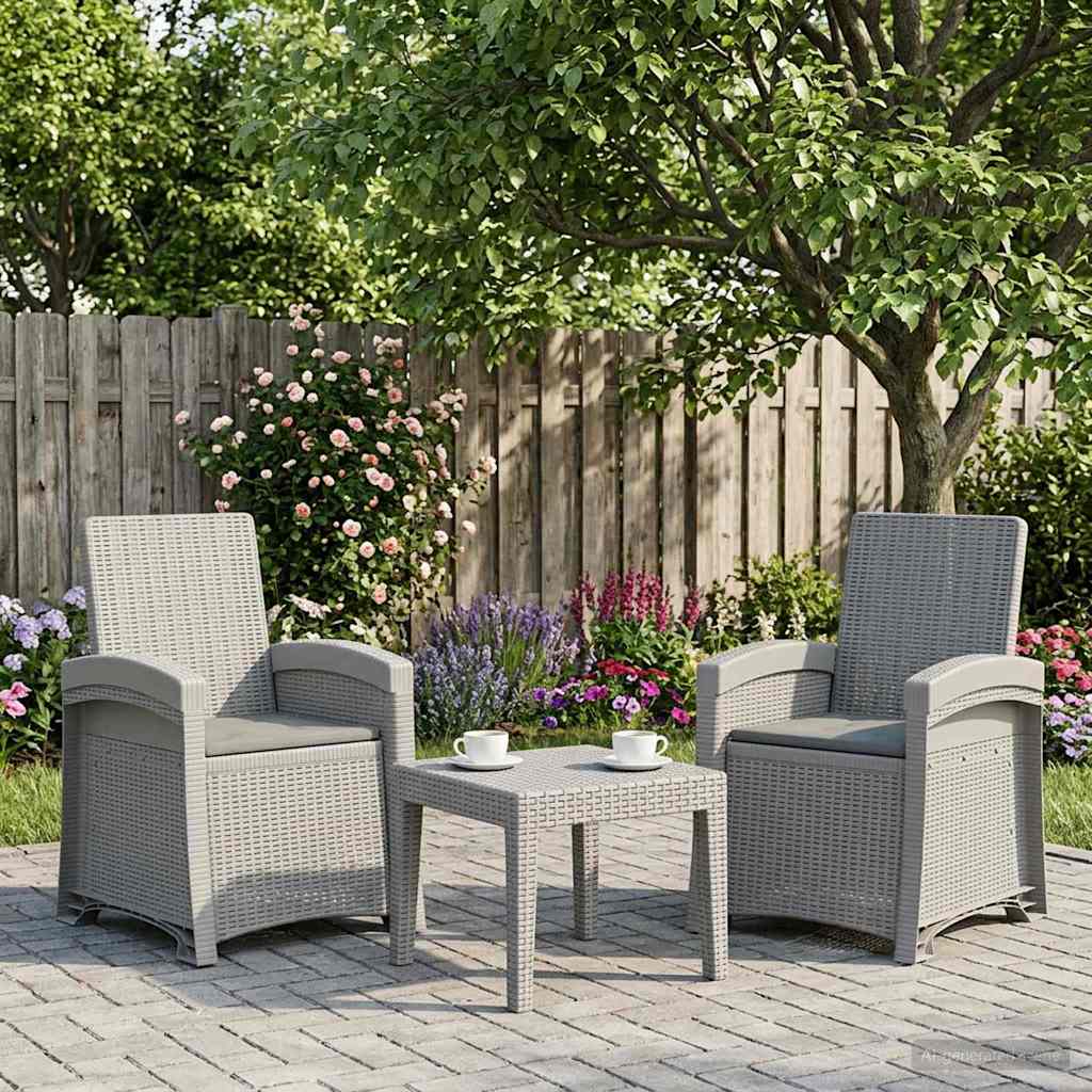 vidaXL Reclining gardenstol i rottinglook 2 st Vit och ljusgrå PP