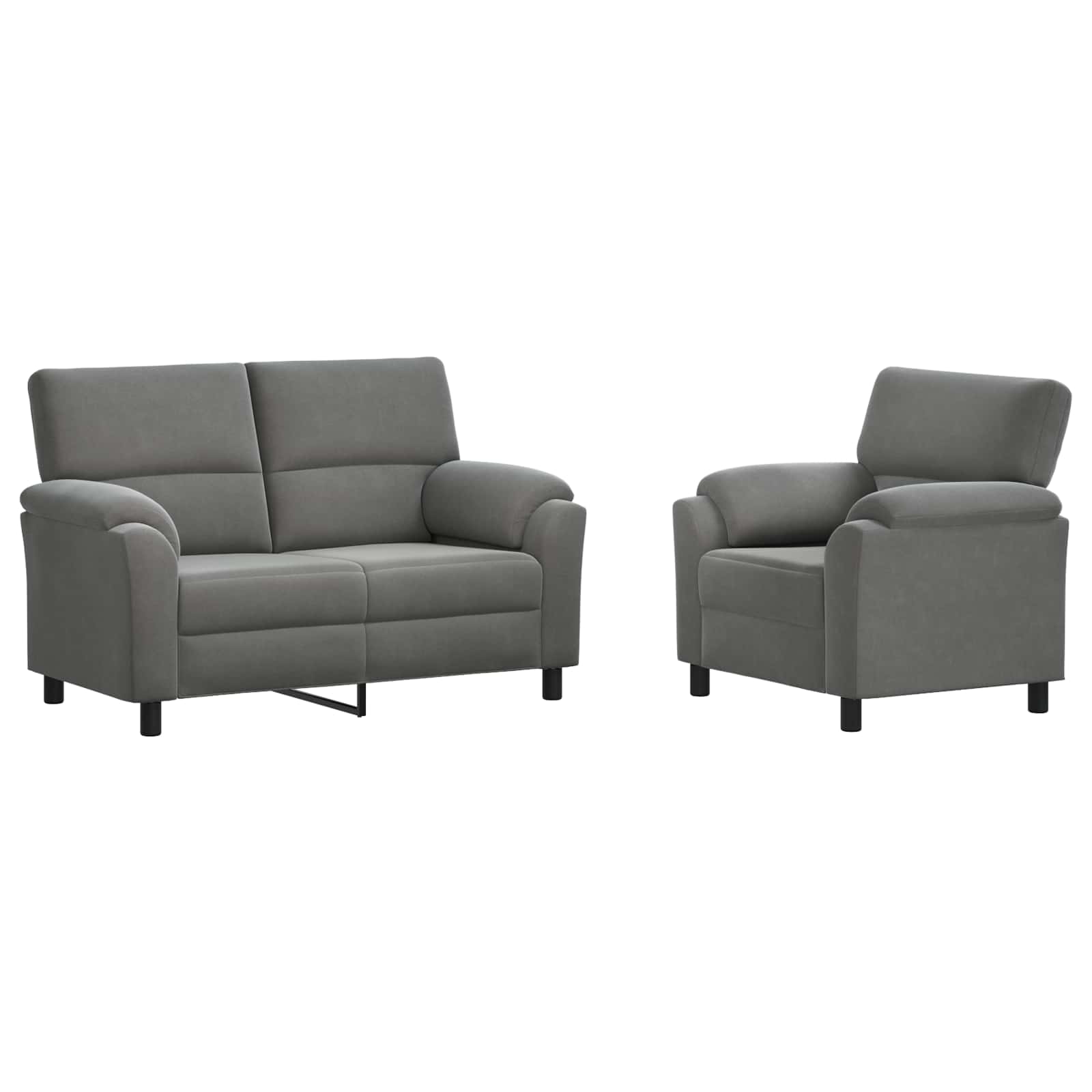 Kavčna garnitura 2 pcs Temno siva Žamet