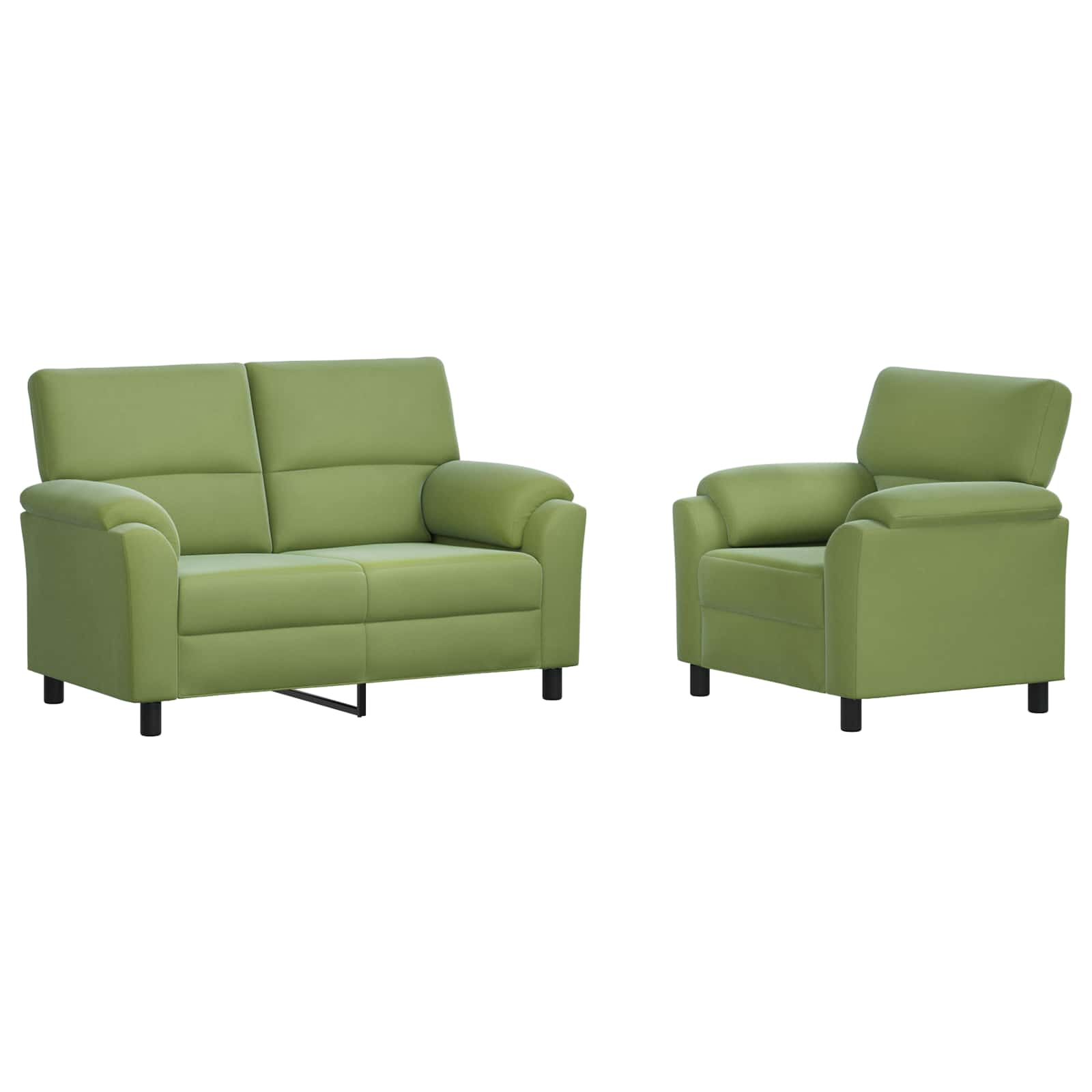 Kavčna garnitura 2 pcs Svetlo zelena Žamet