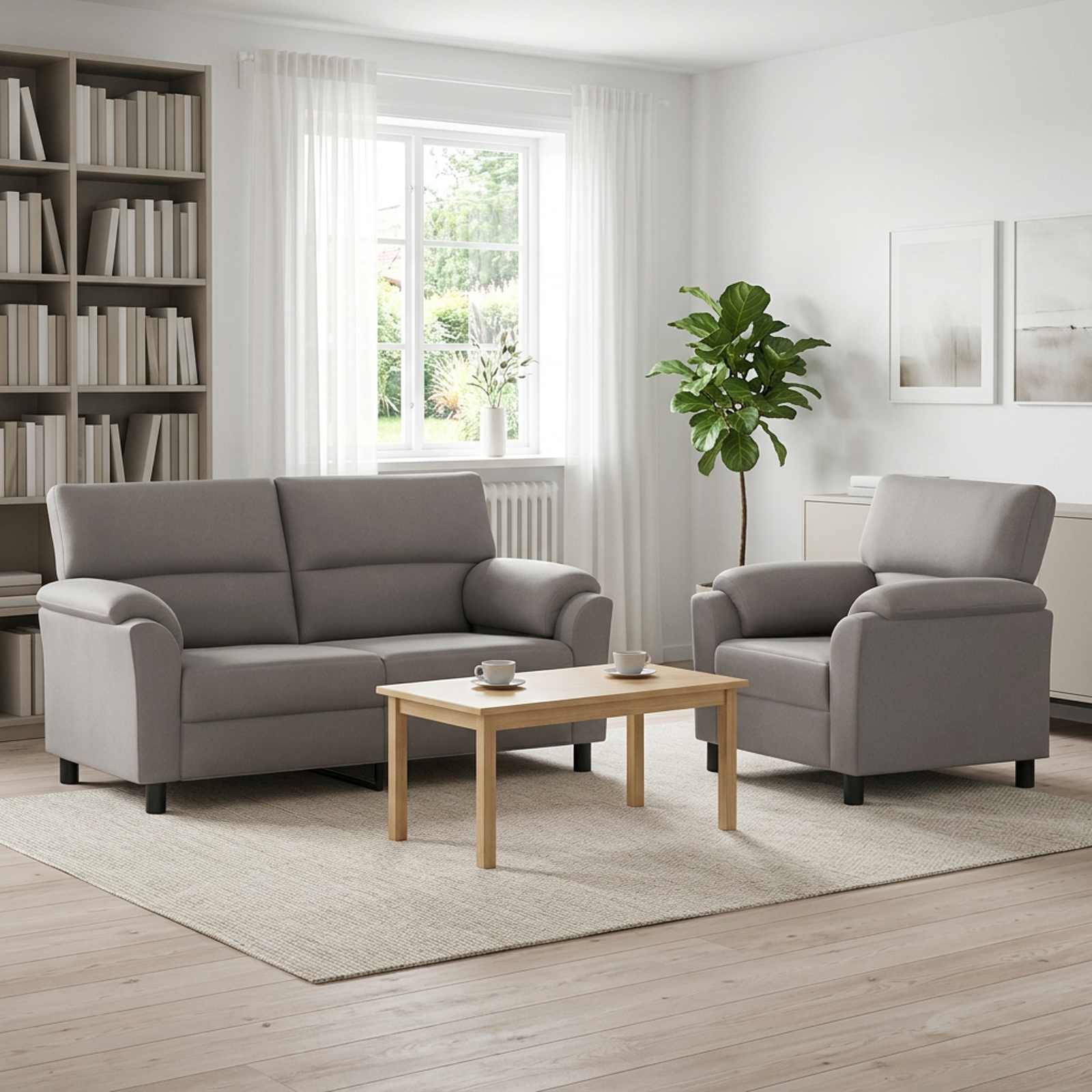 vidaXL Sofa Sæt 2 pcs Lysegrå Fløjl