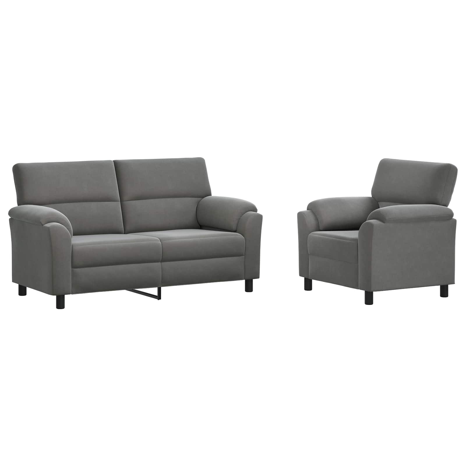 Kavčna garnitura 2 pcs Temno siva Žamet