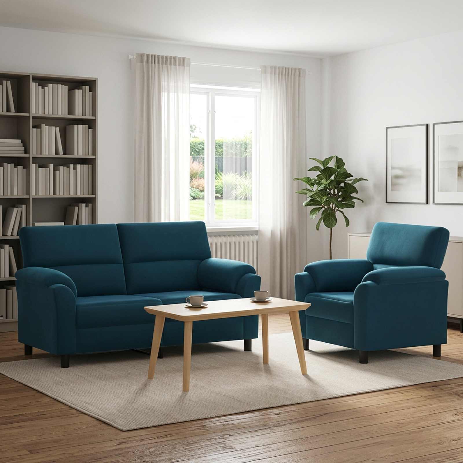 vidaXL Sofa Sæt 2 pcs Blå Fløjl