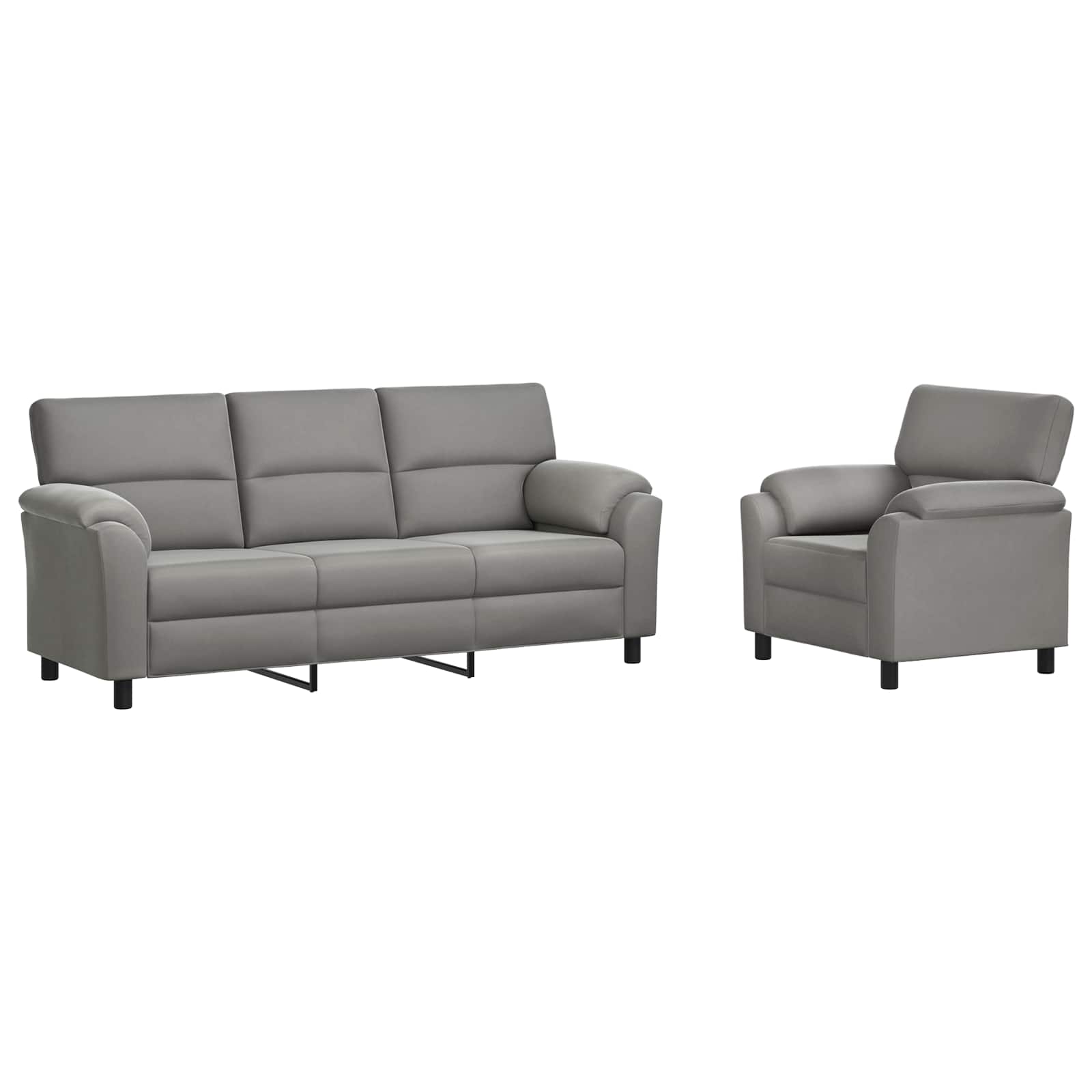 vidaXL Bankstel 2 st 4-zits Lichtgrijs 214 x 85 x 93 cm fluweel, foto 3