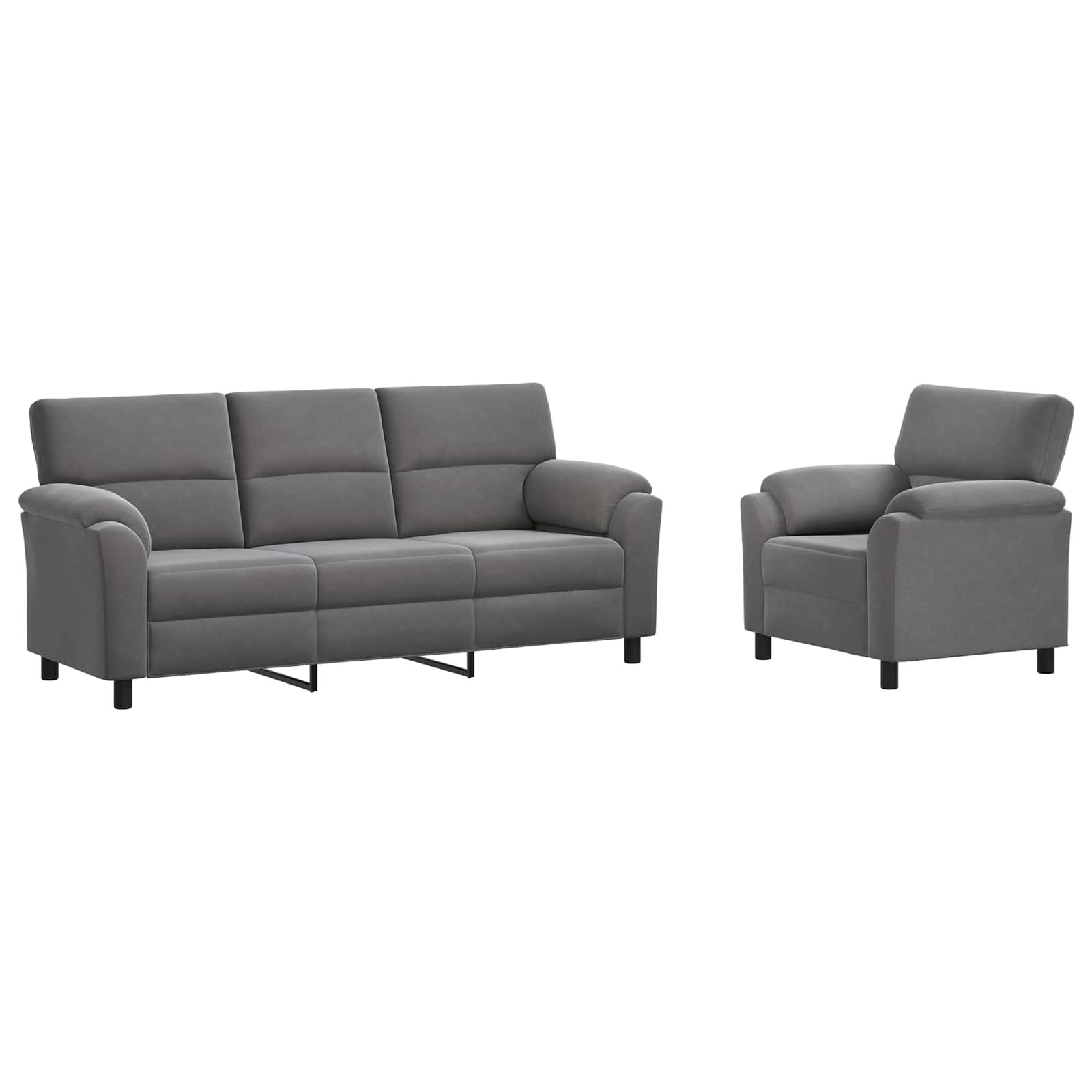 Kavčna garnitura 2 pcs Temno siva Žamet